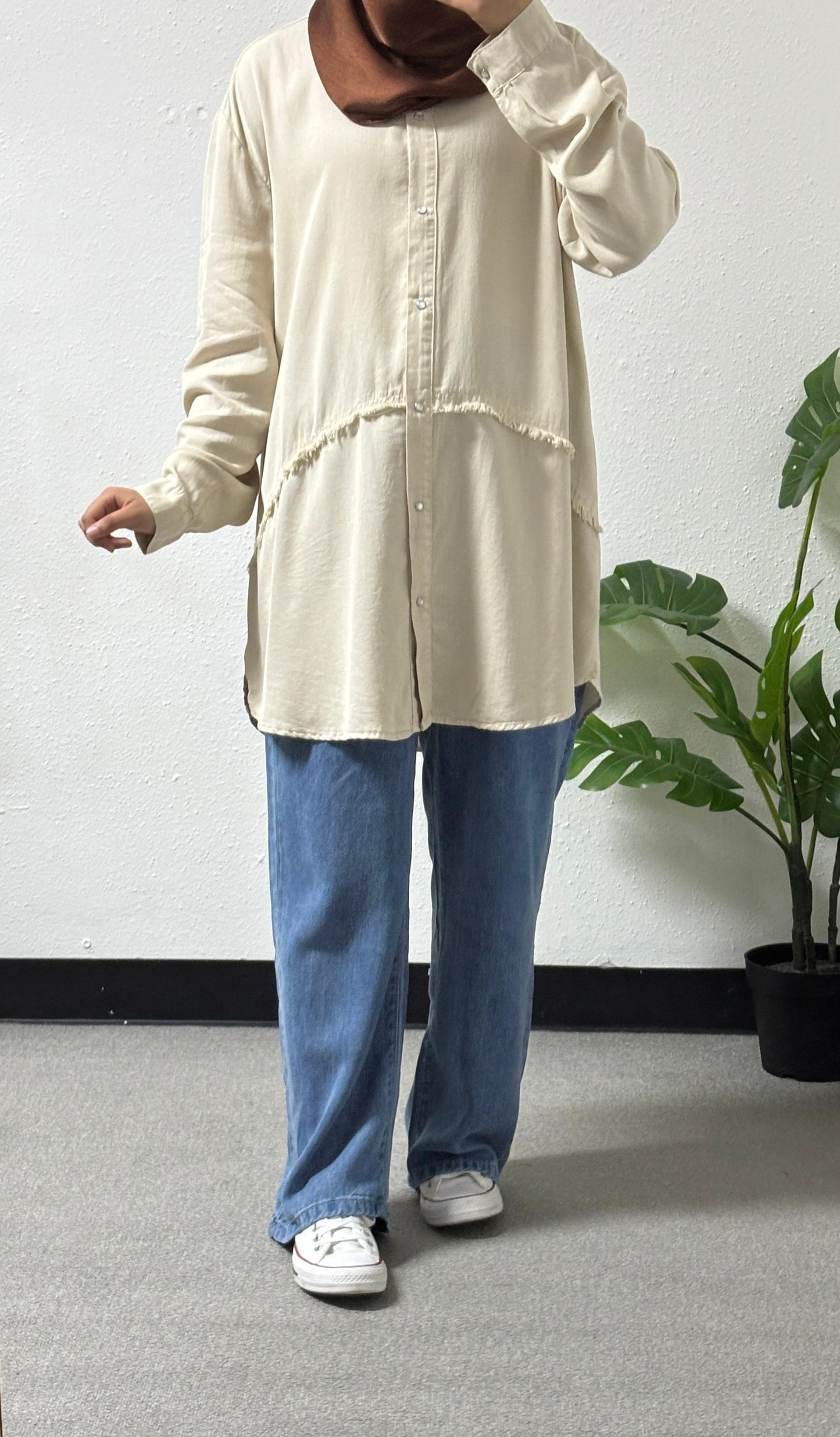 Thread detail plus size shirt