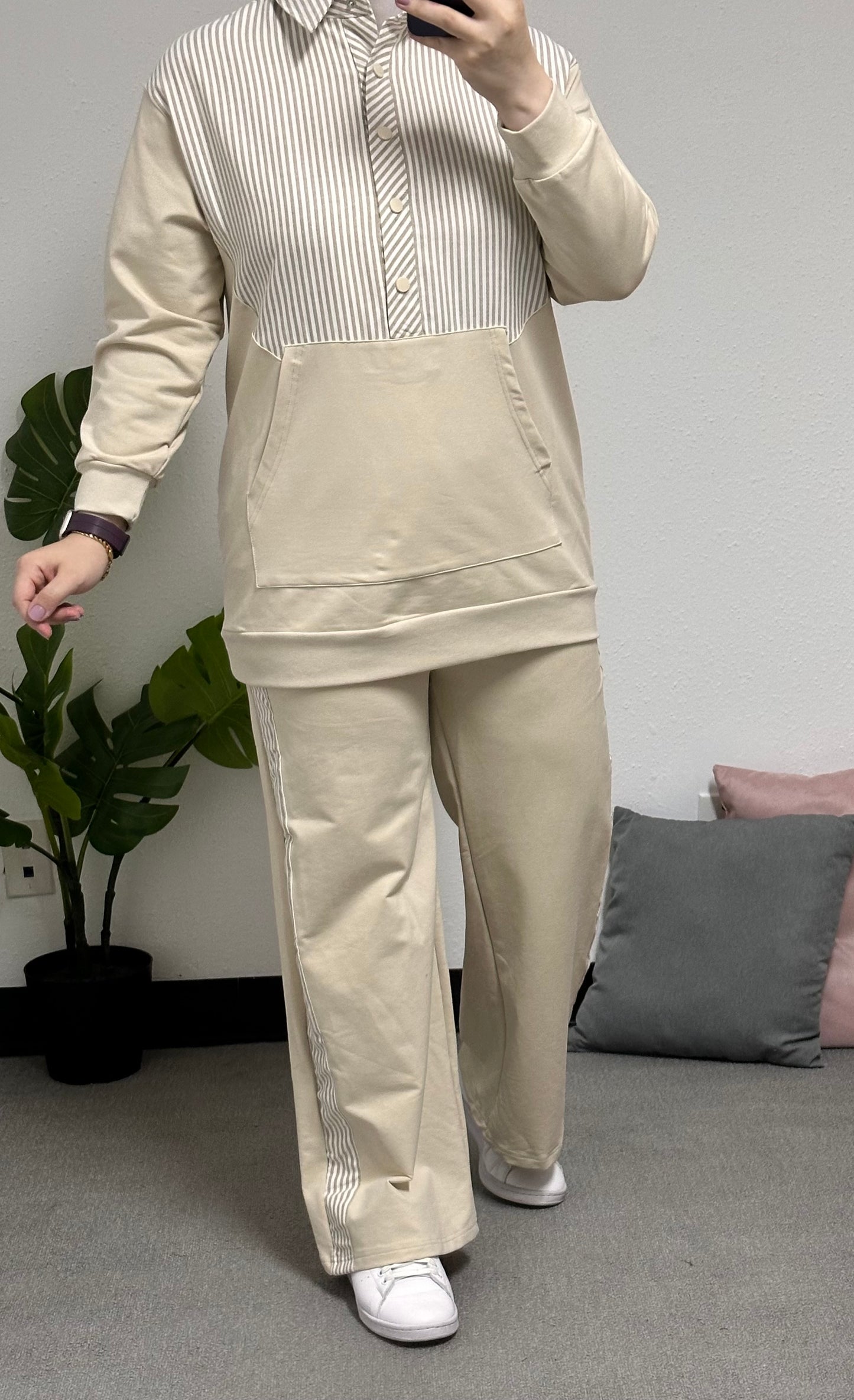 Two-piece cotton tracksuit set