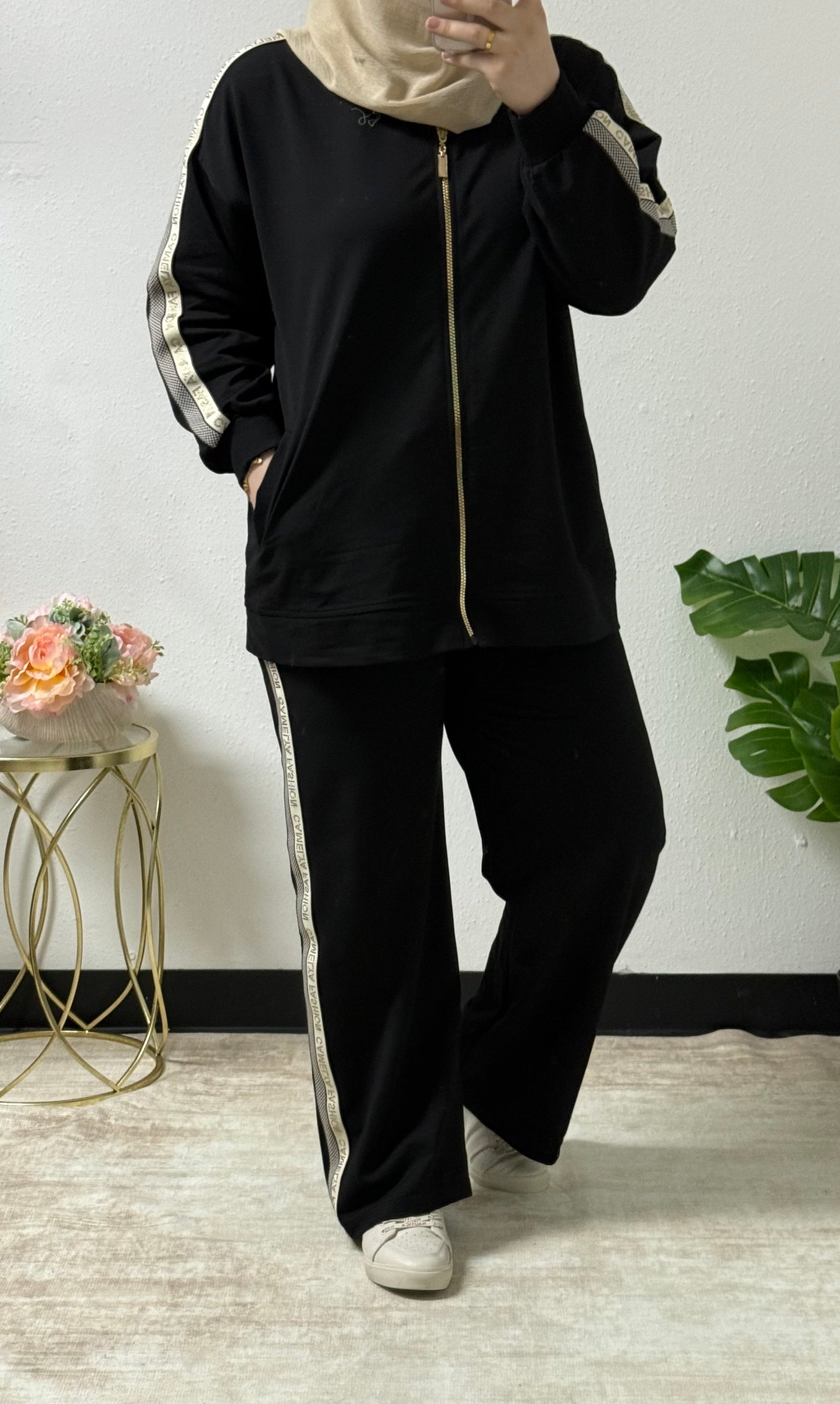 Checkered track suit