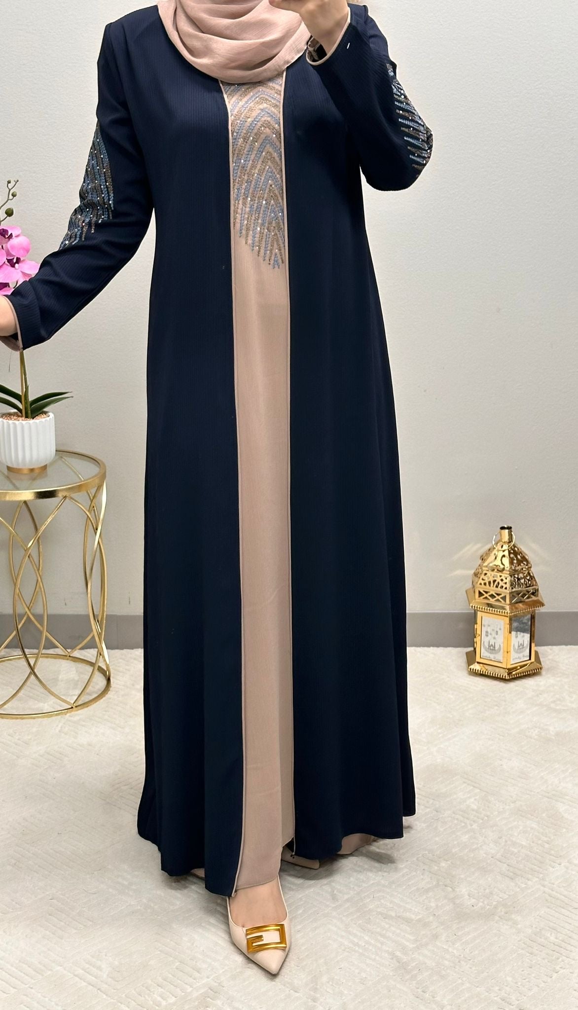 Two piece embroidered abaya