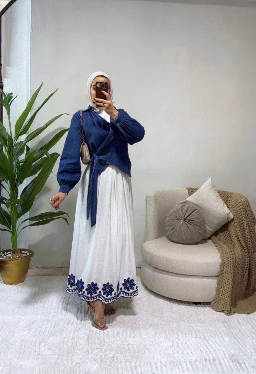 Big Embroidered Flower Skirt Set