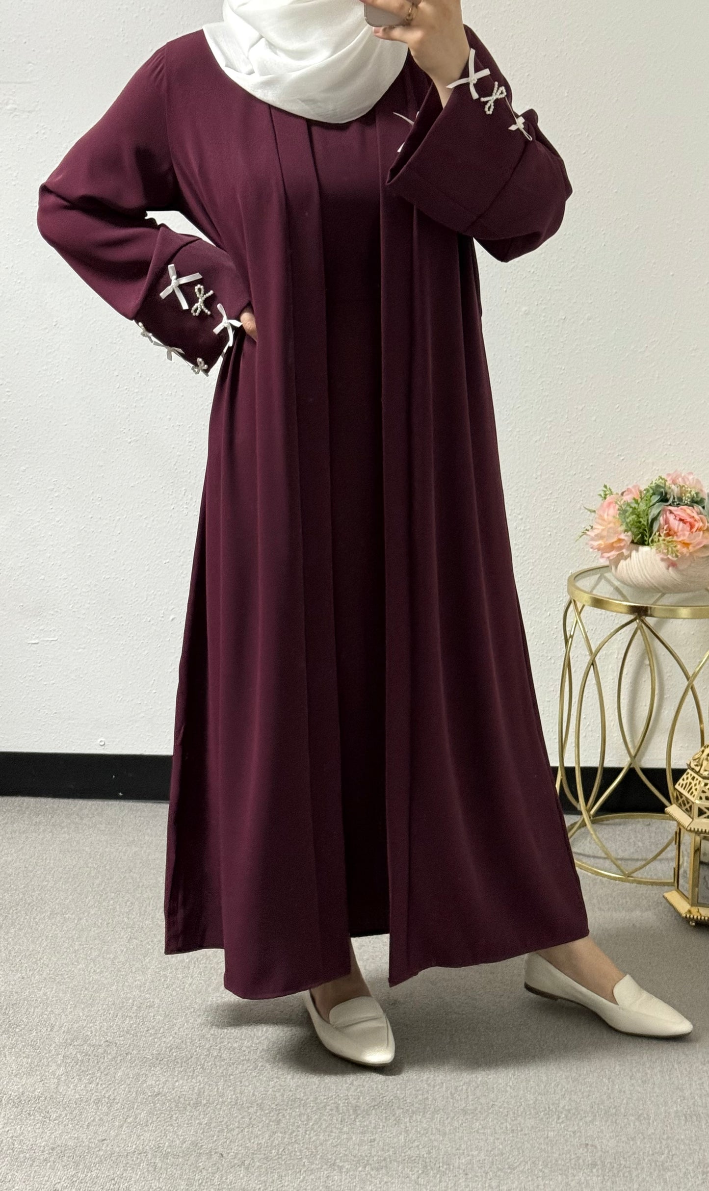 Two piece bow abaya