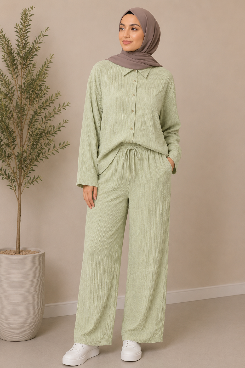 Cotton Textured Two-Piece Set