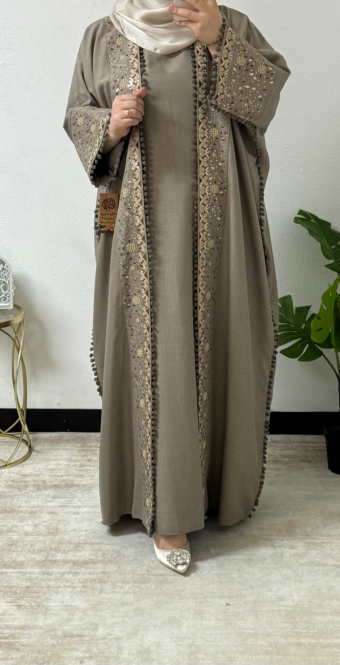 Delicate Thread Work Abaya Set