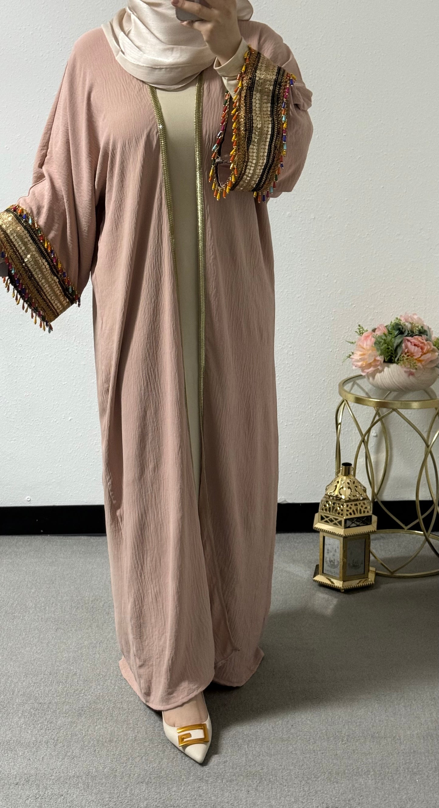 Ramadan colorful tassel abaya