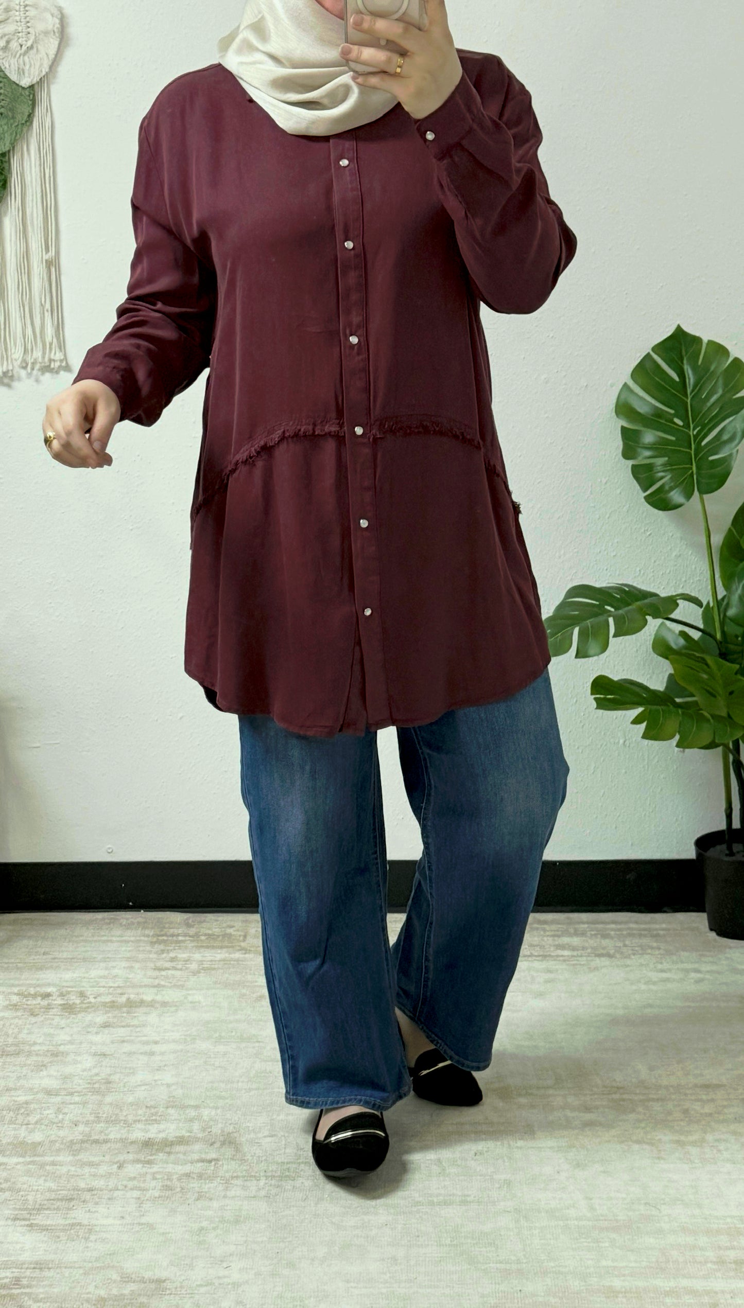 Thread detail plus size shirt