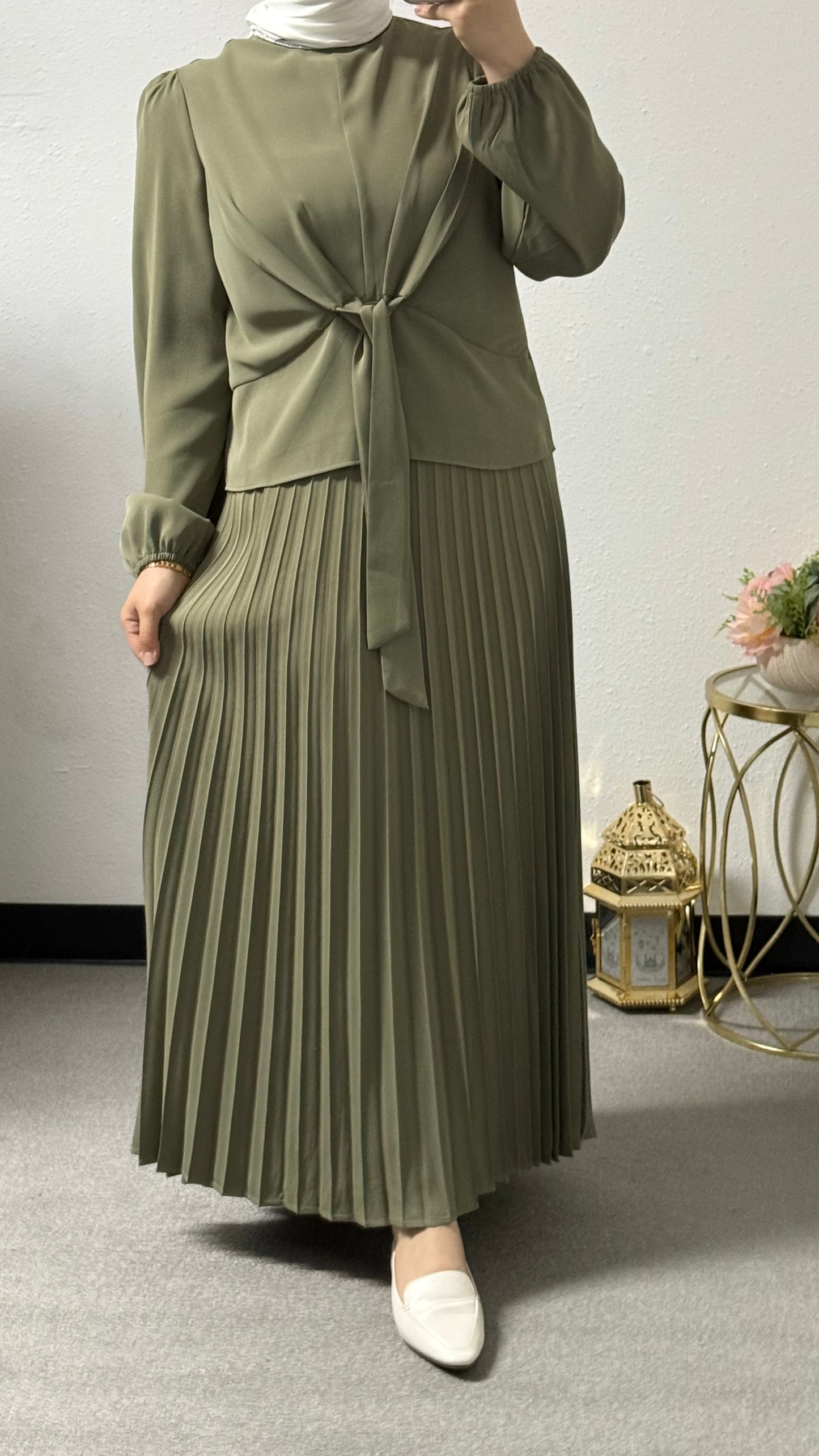 Two-Piece Pleated Skirt Set