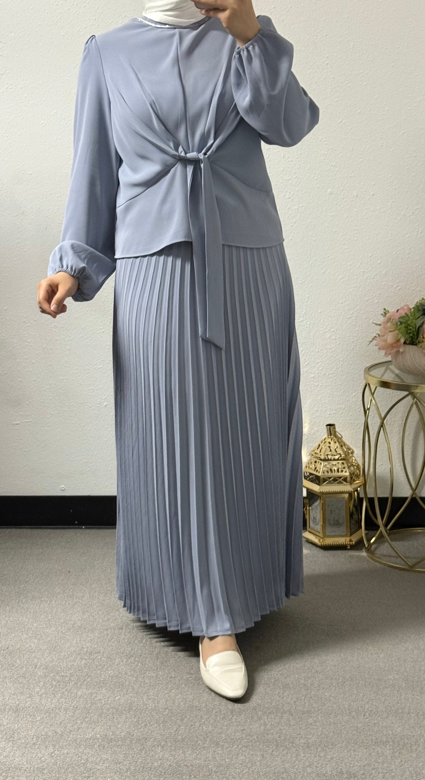 Two-Piece Pleated Skirt Set