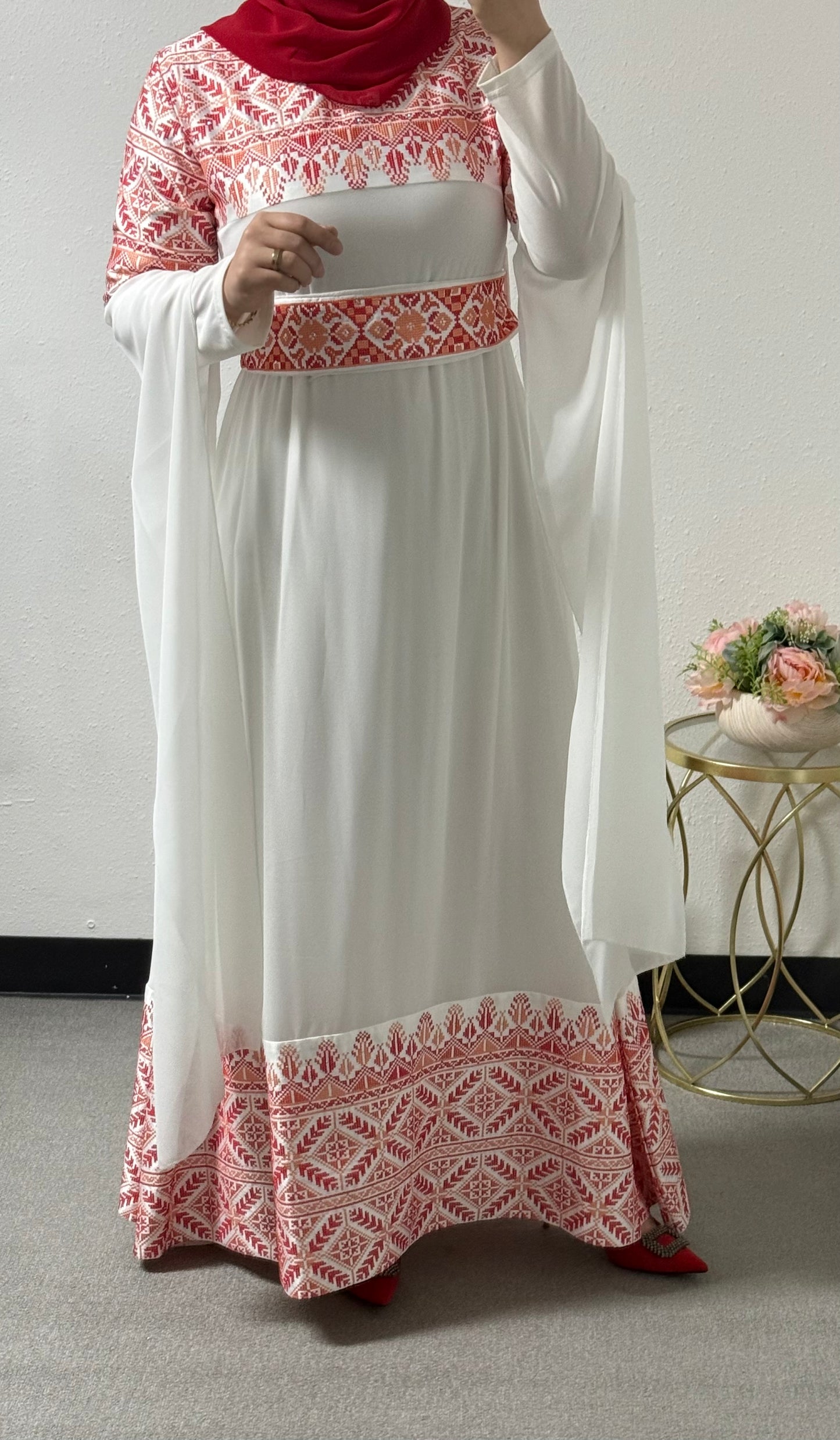 Two-piece embroidered chiffon dress