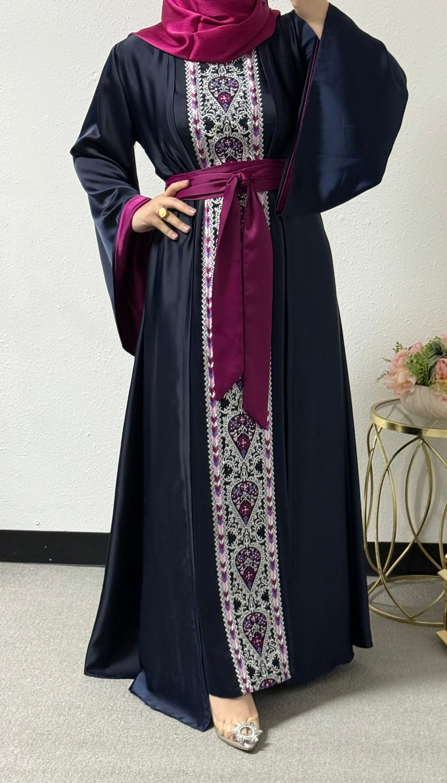 Two piece embroidered abaya