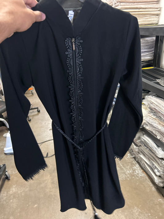 Kids embroidered lace abaya