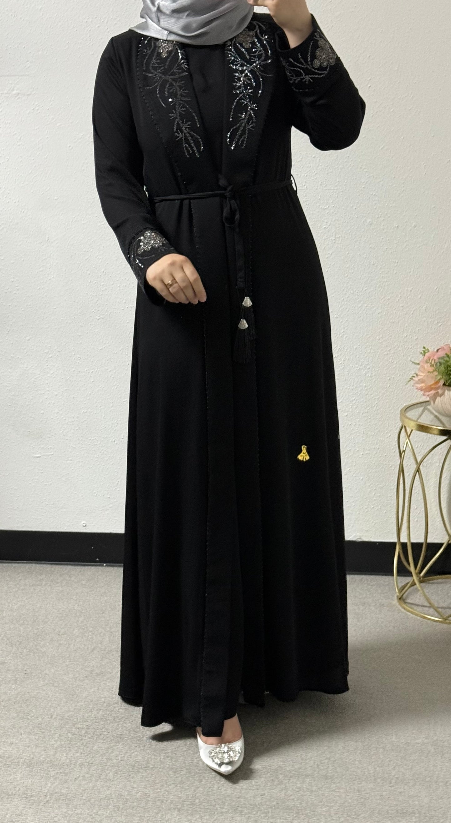 2-piece intricate beads abaya set