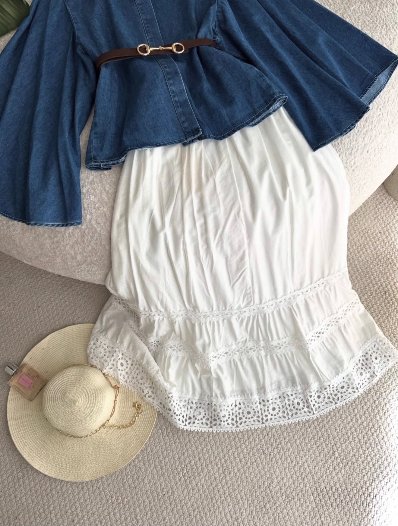 Boho Denim Skirt Set