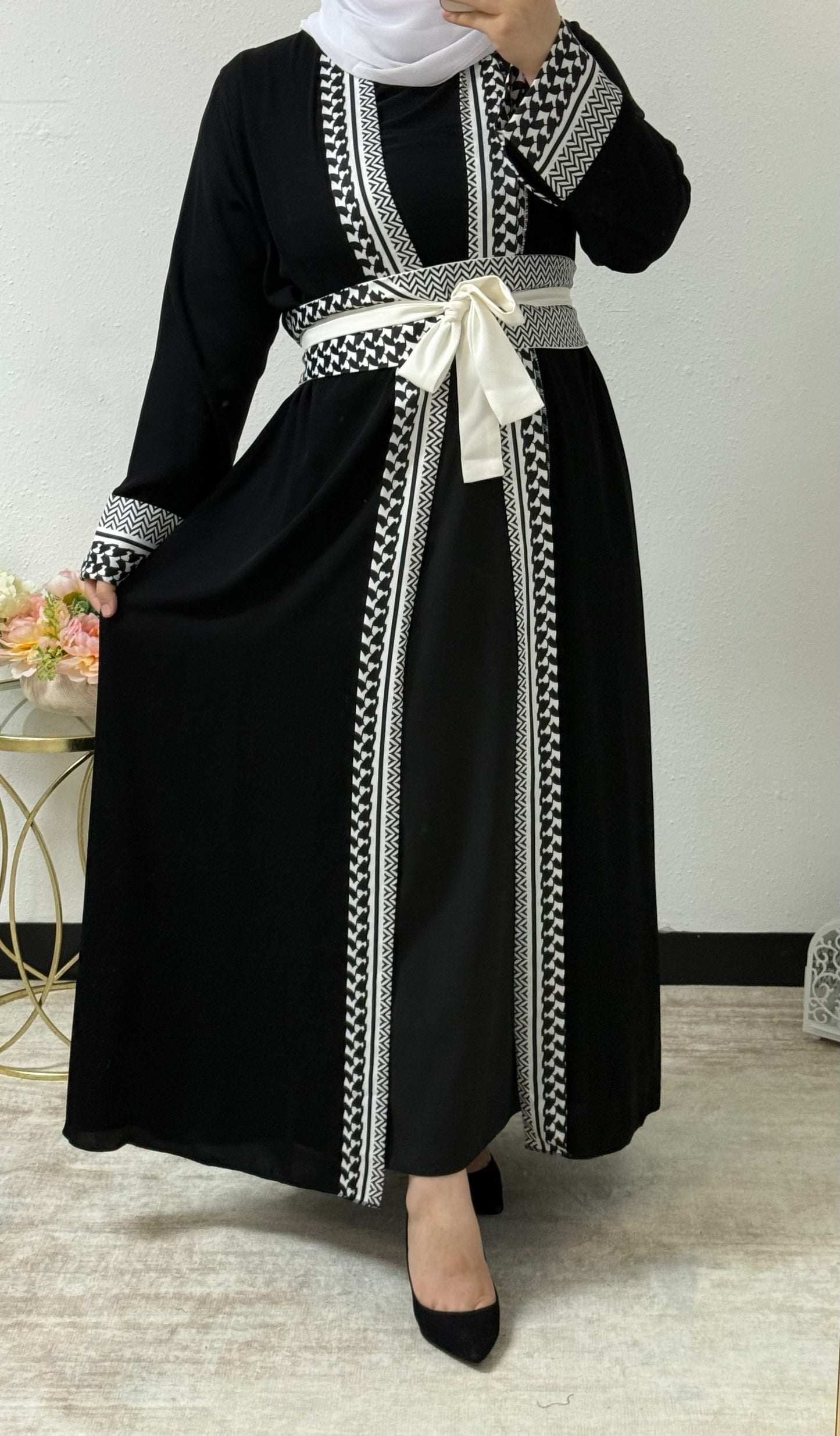 Keffiyeh Print Abaya Dress Set