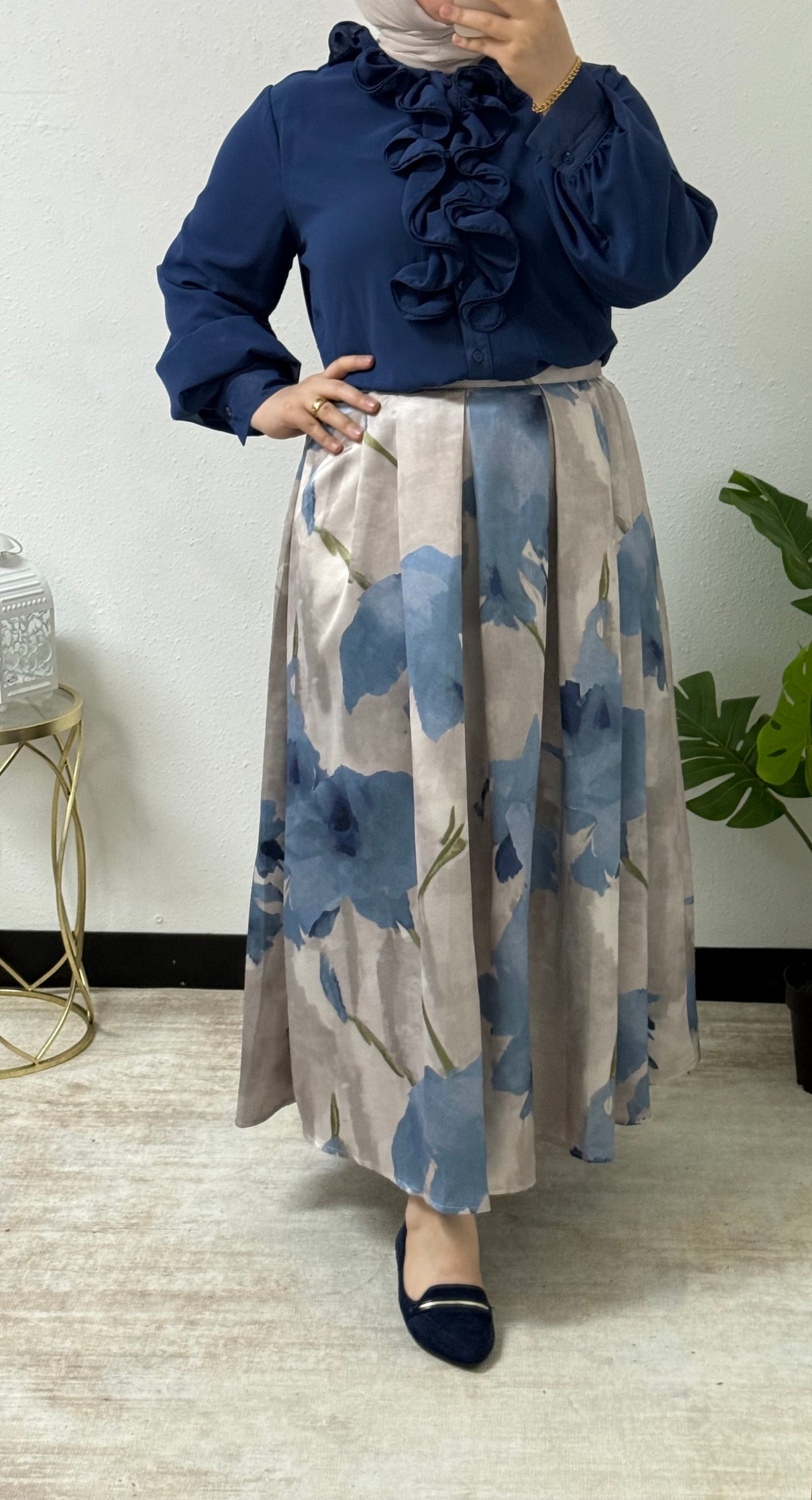 Floral Silk Skirt Set