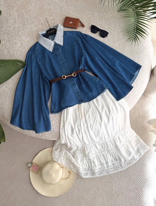 Boho Denim Skirt Set