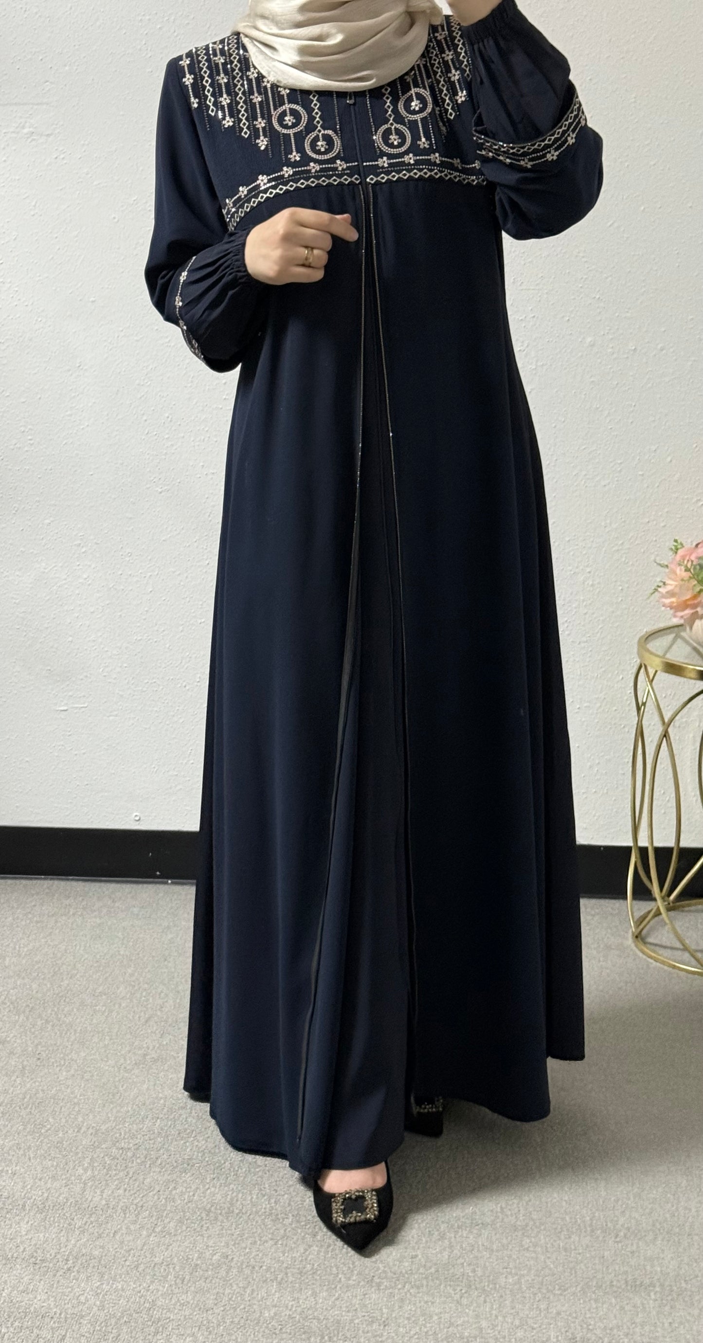 Embroidered plus size abaya