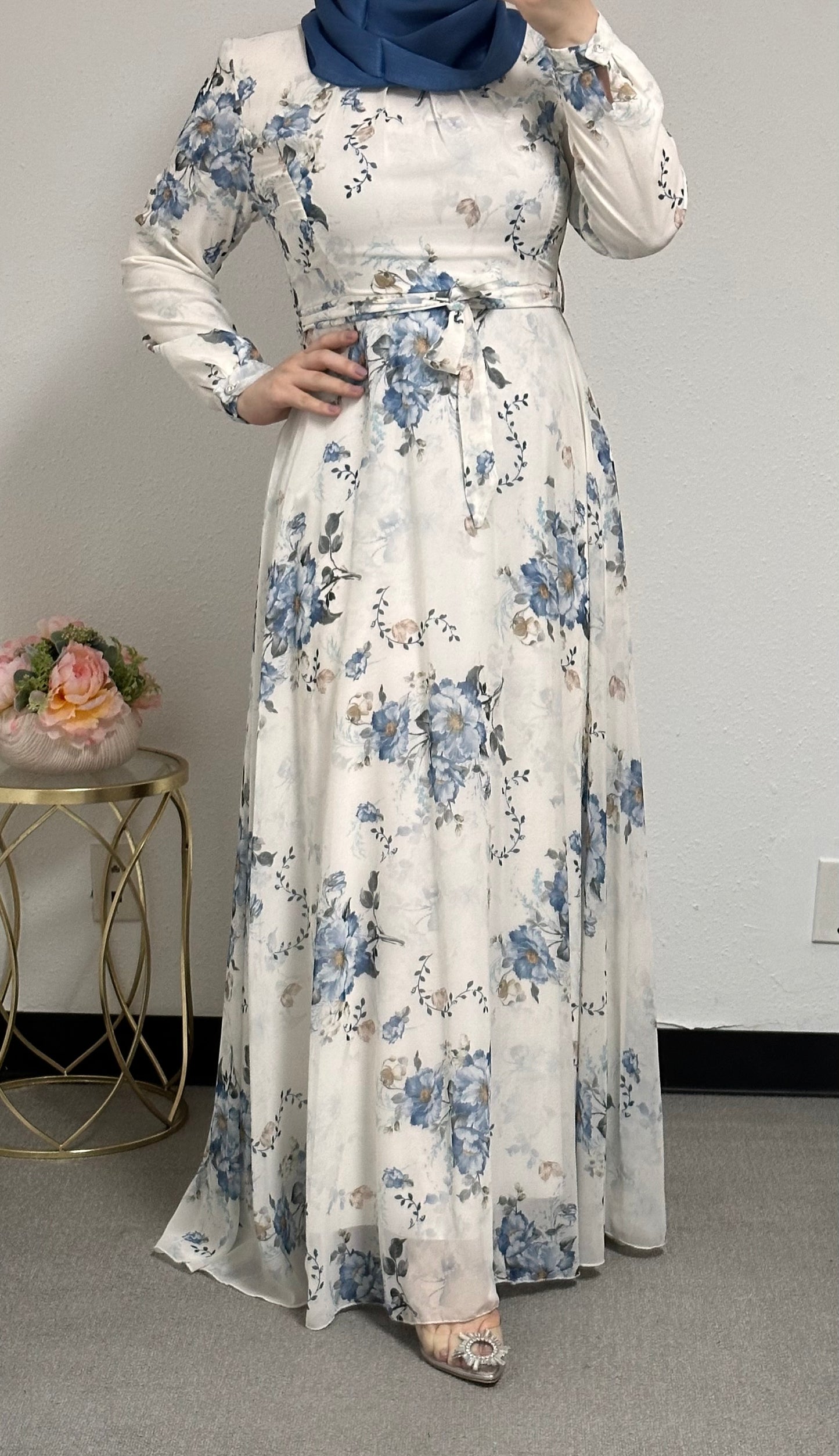 flora dress with belt