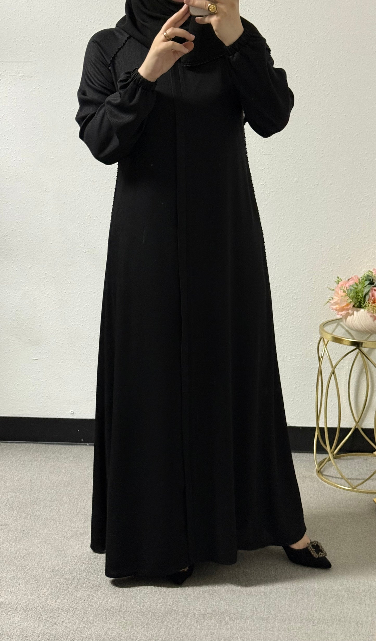 Intricate lace abaya