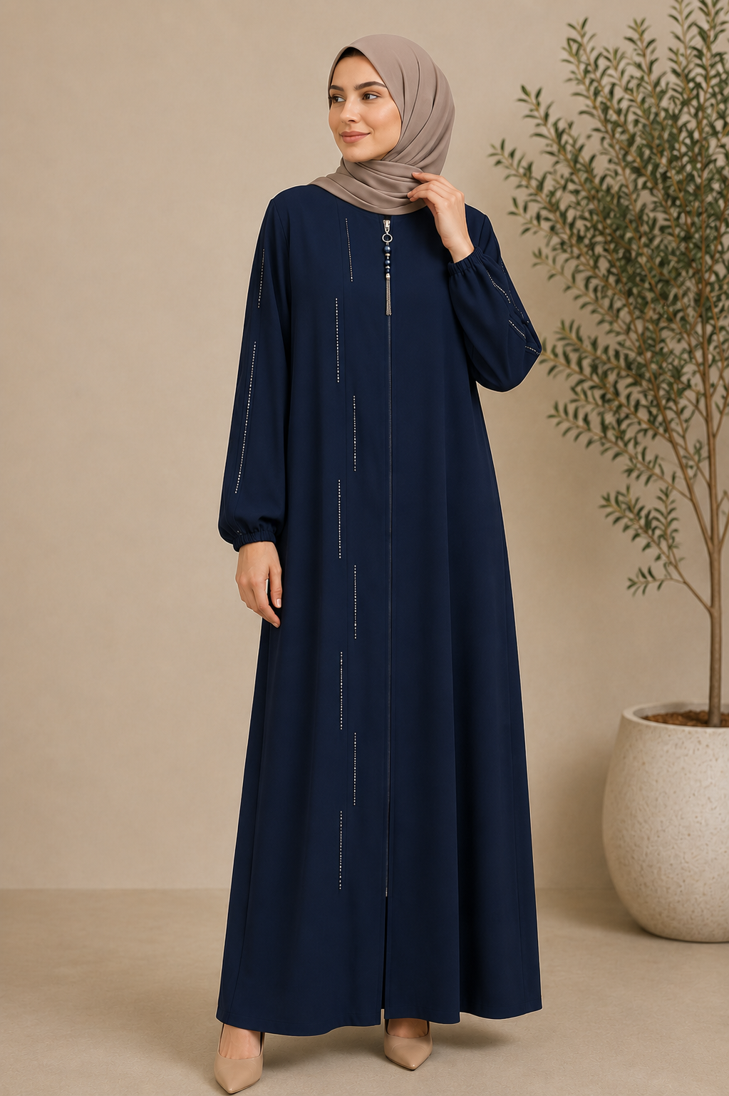 Simple Beaded Abaya