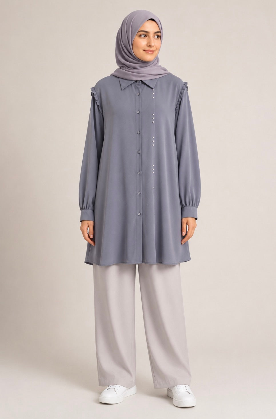 Simple Beaded Long Shirt