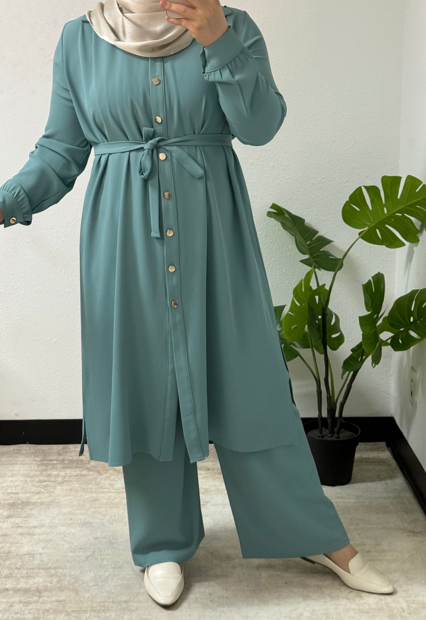 Buttoned Two-Piece Set