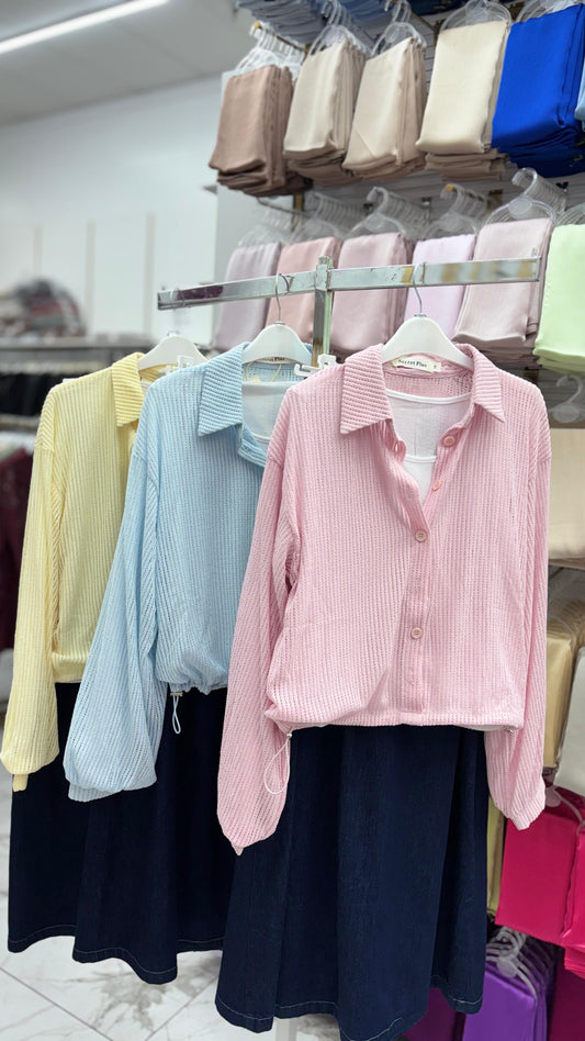 The Wool Shirt & Denim Skirt Set