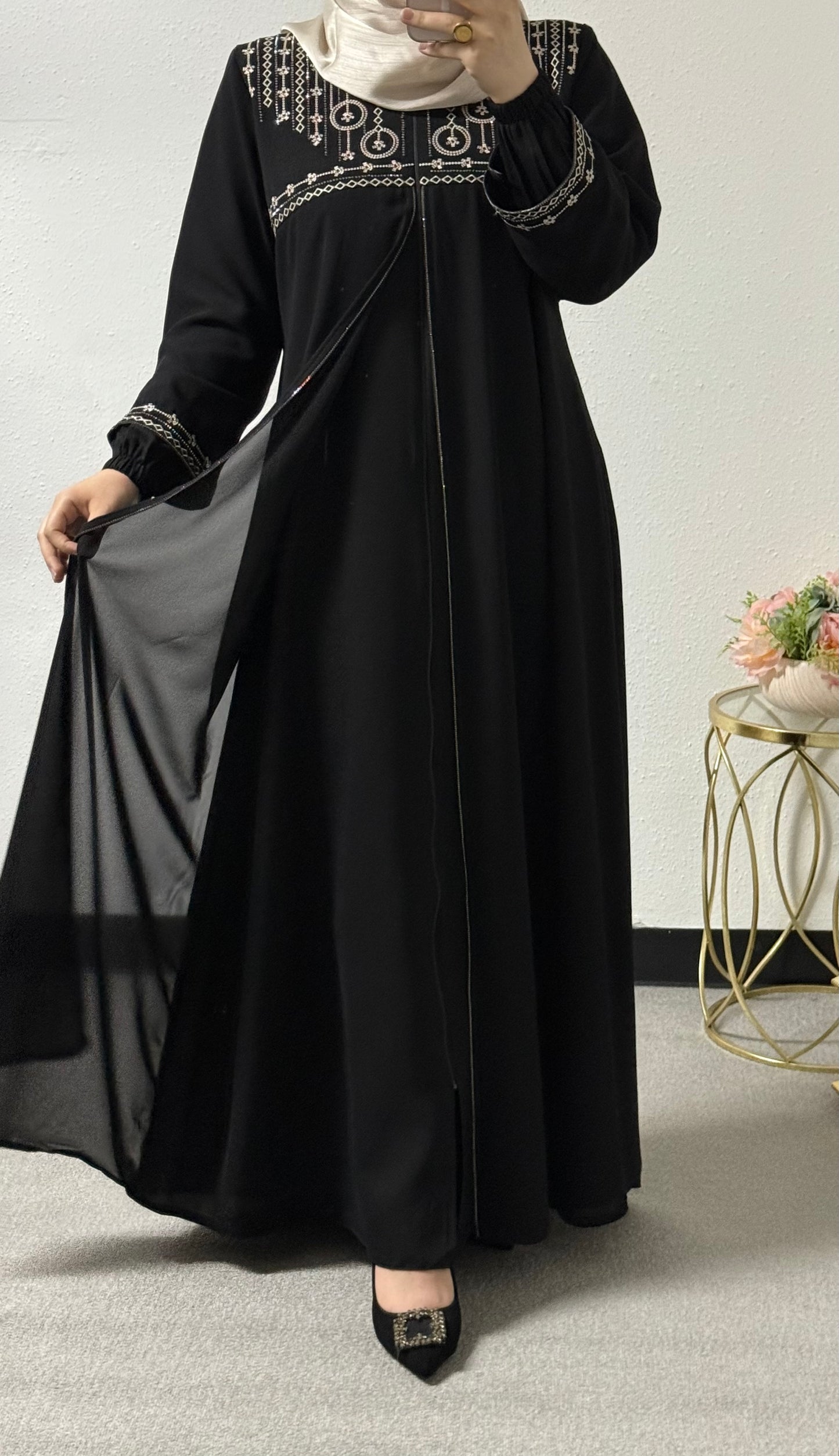 Embroidered plus size abaya