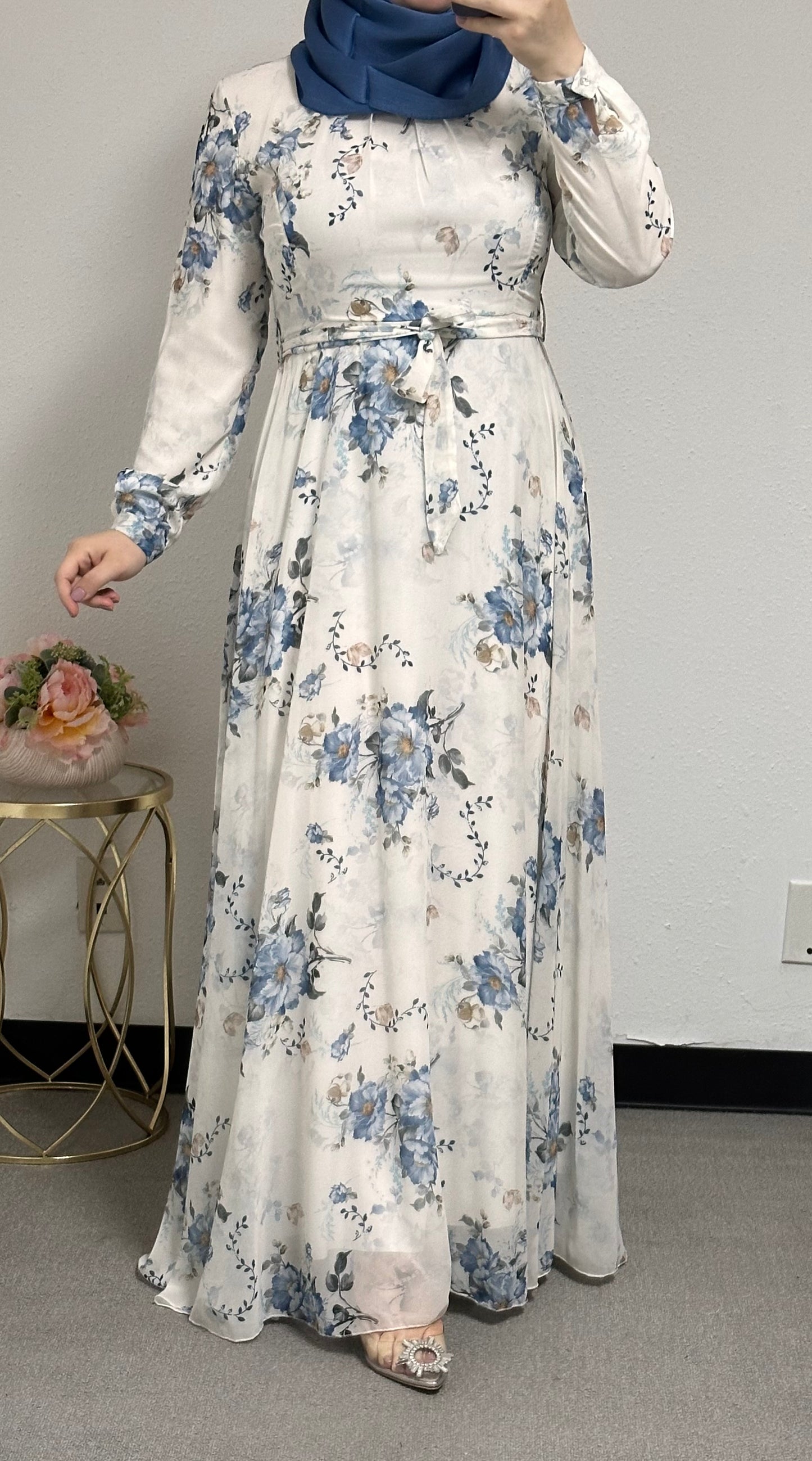 flora dress with belt