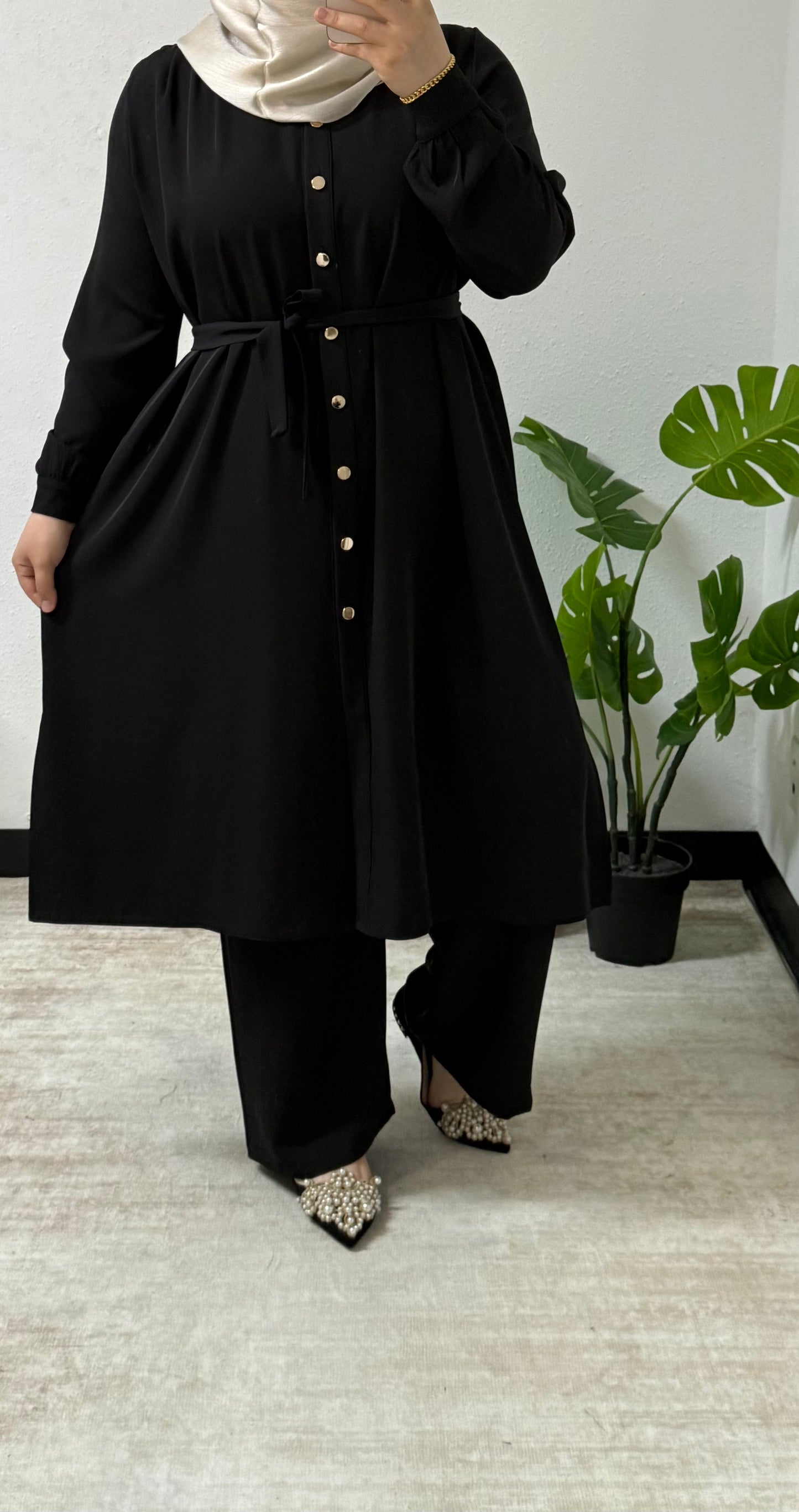 Buttoned Two-Piece Set