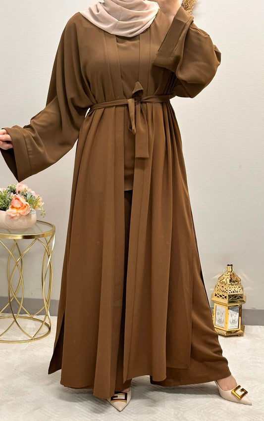 Three-pieces open abaya basic set