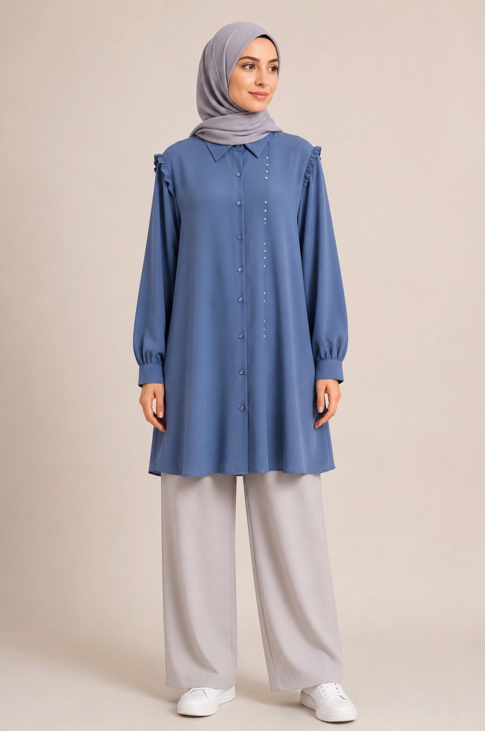 Simple Beaded Long Shirt