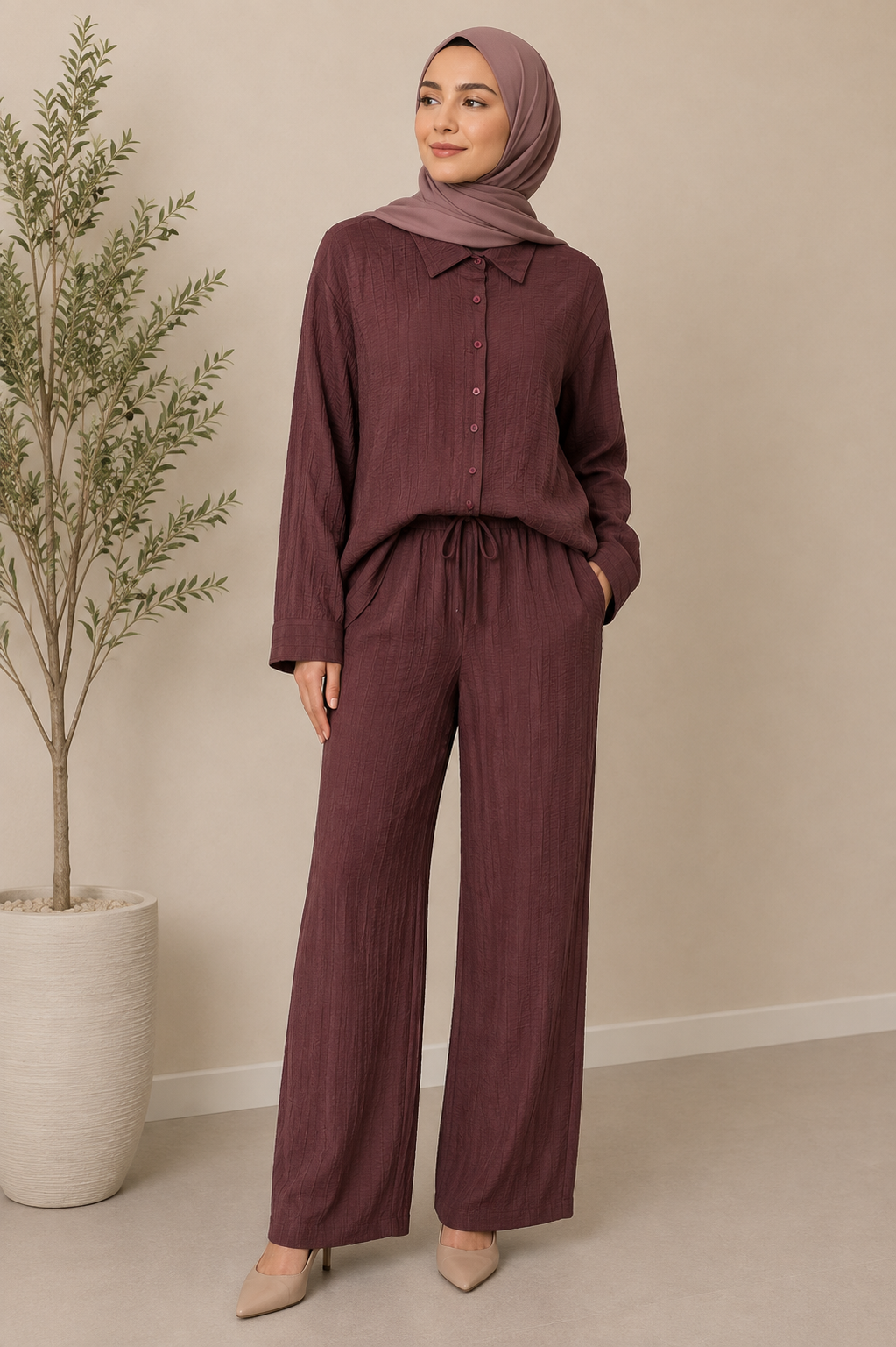 Cotton Textured Two-Piece Set