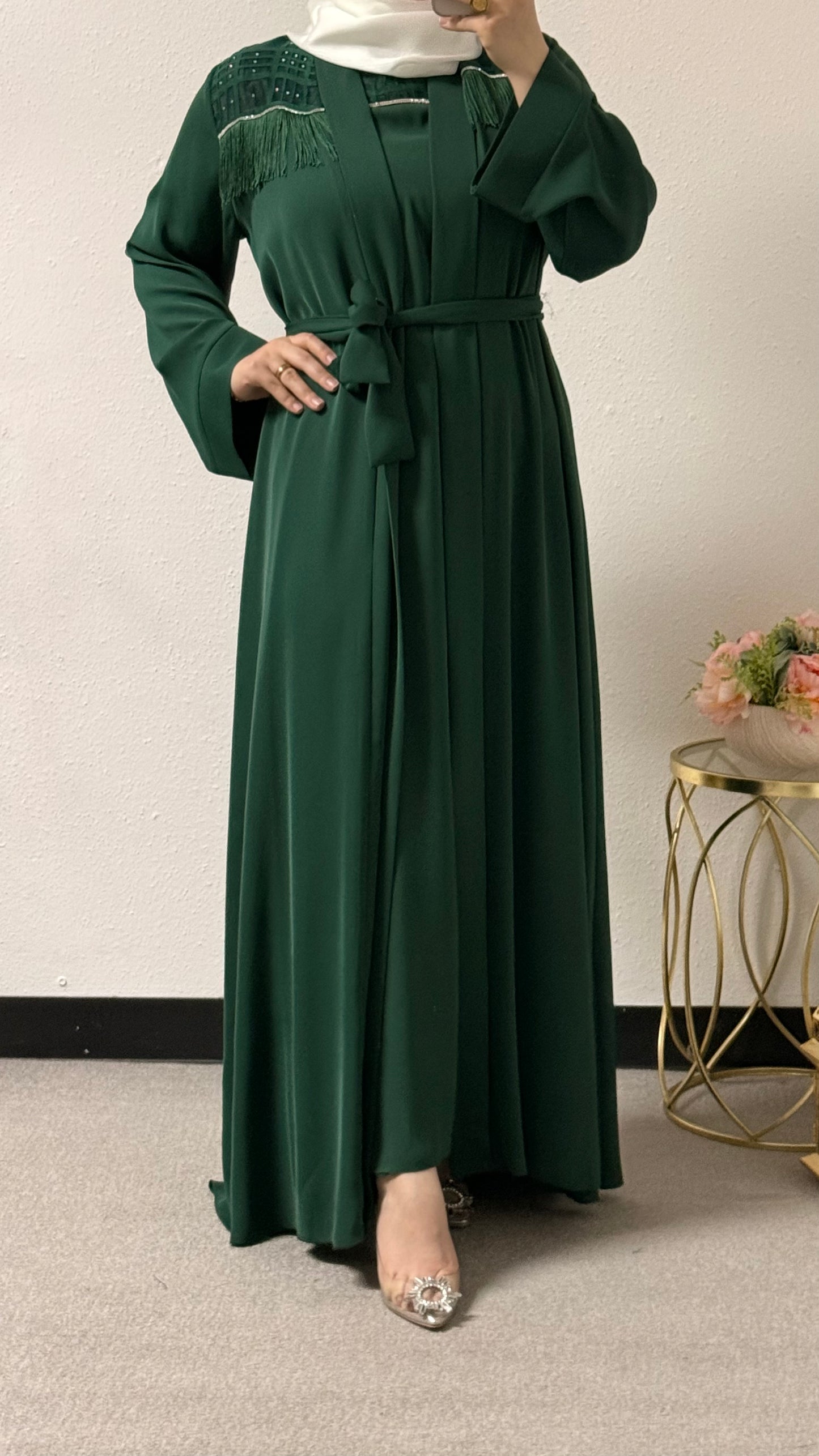 Two-piece beaded abaya set