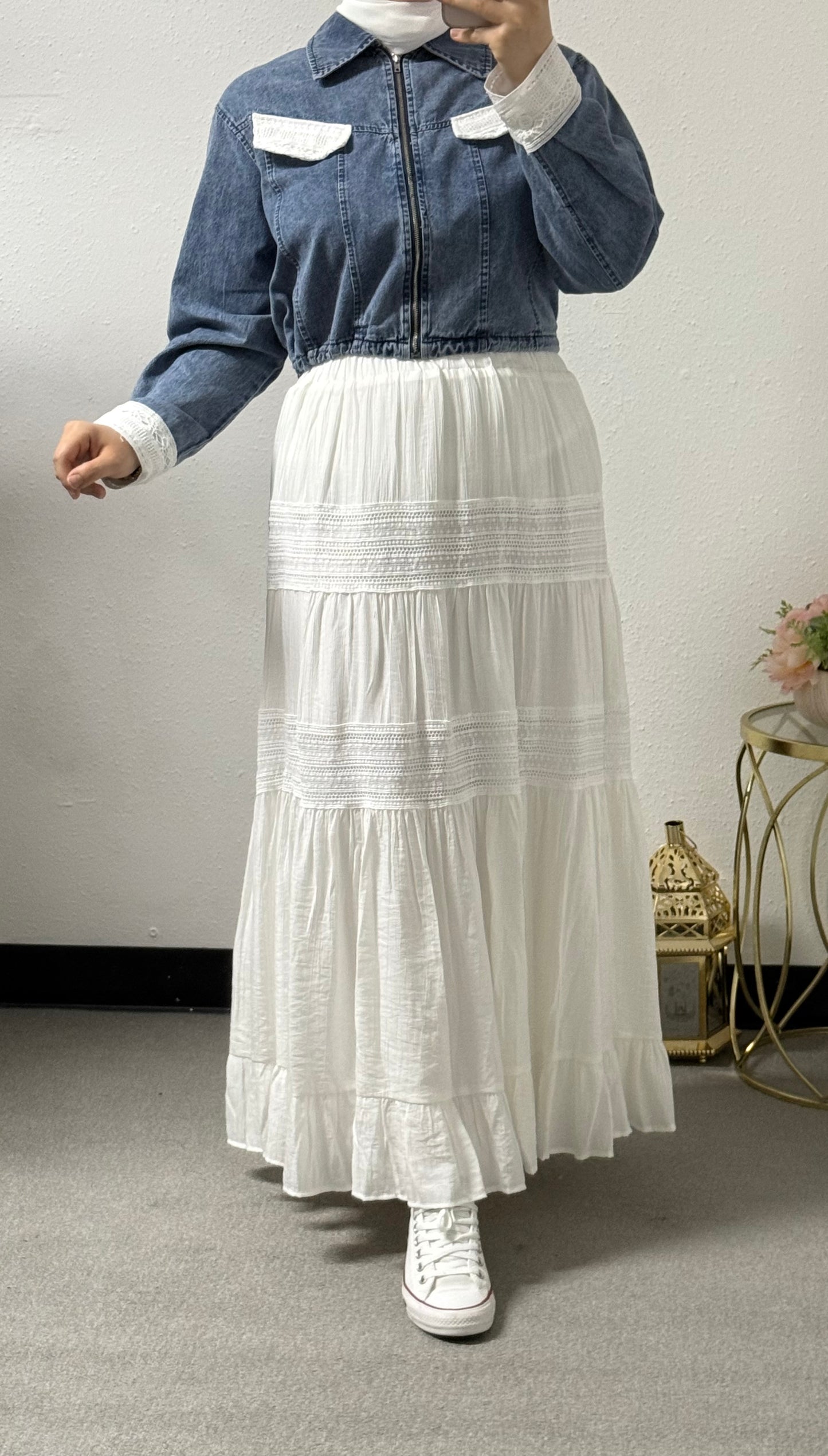 denim skirt set