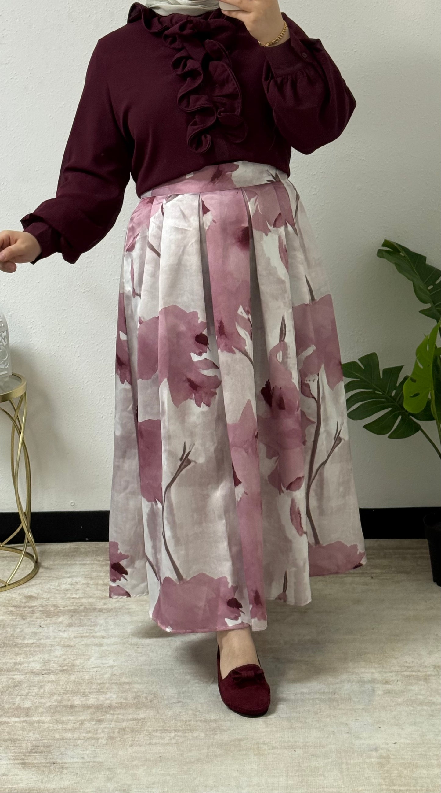 Floral Silk Skirt Set