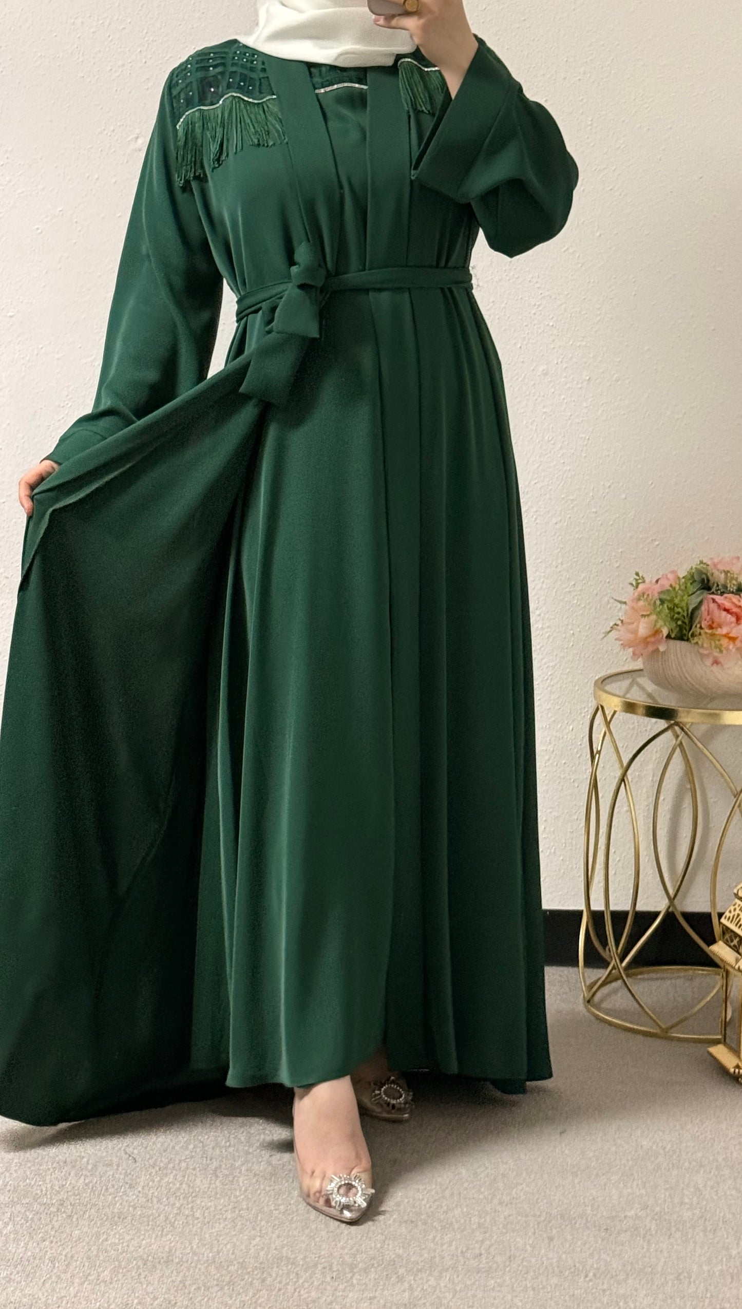 Two-piece beaded abaya set