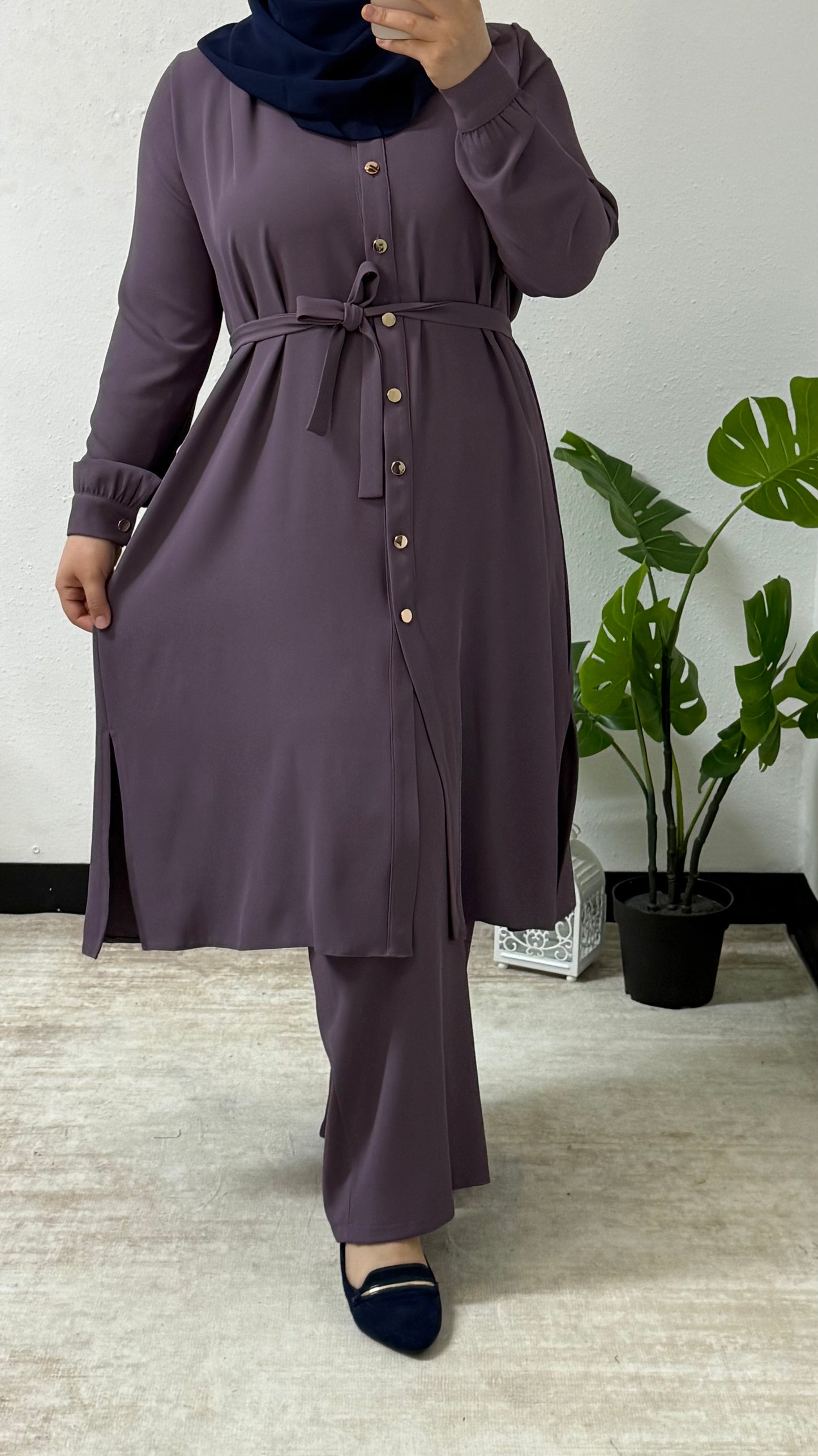 Buttoned Two-Piece Set