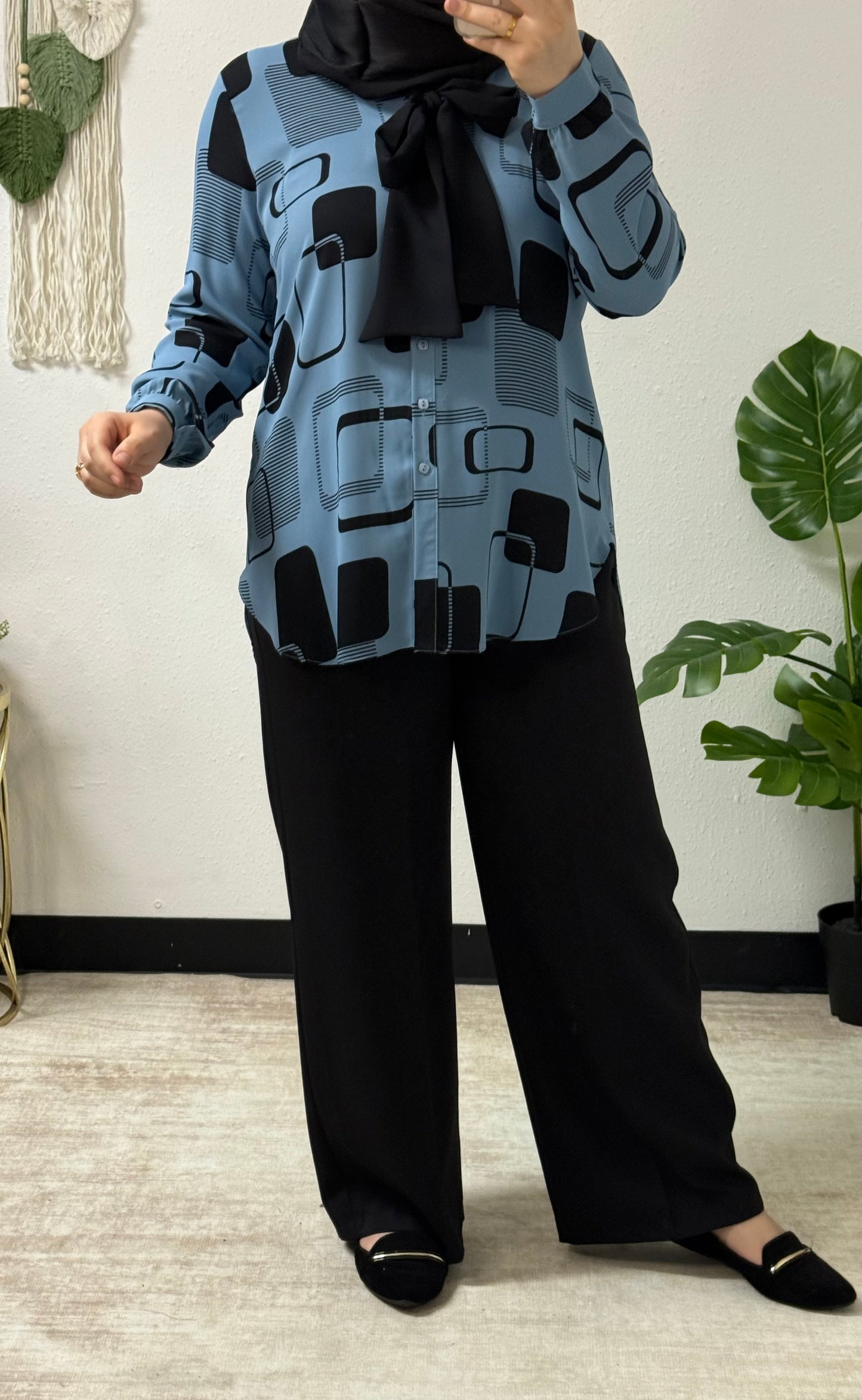 Block Print Bow-tie Shirt