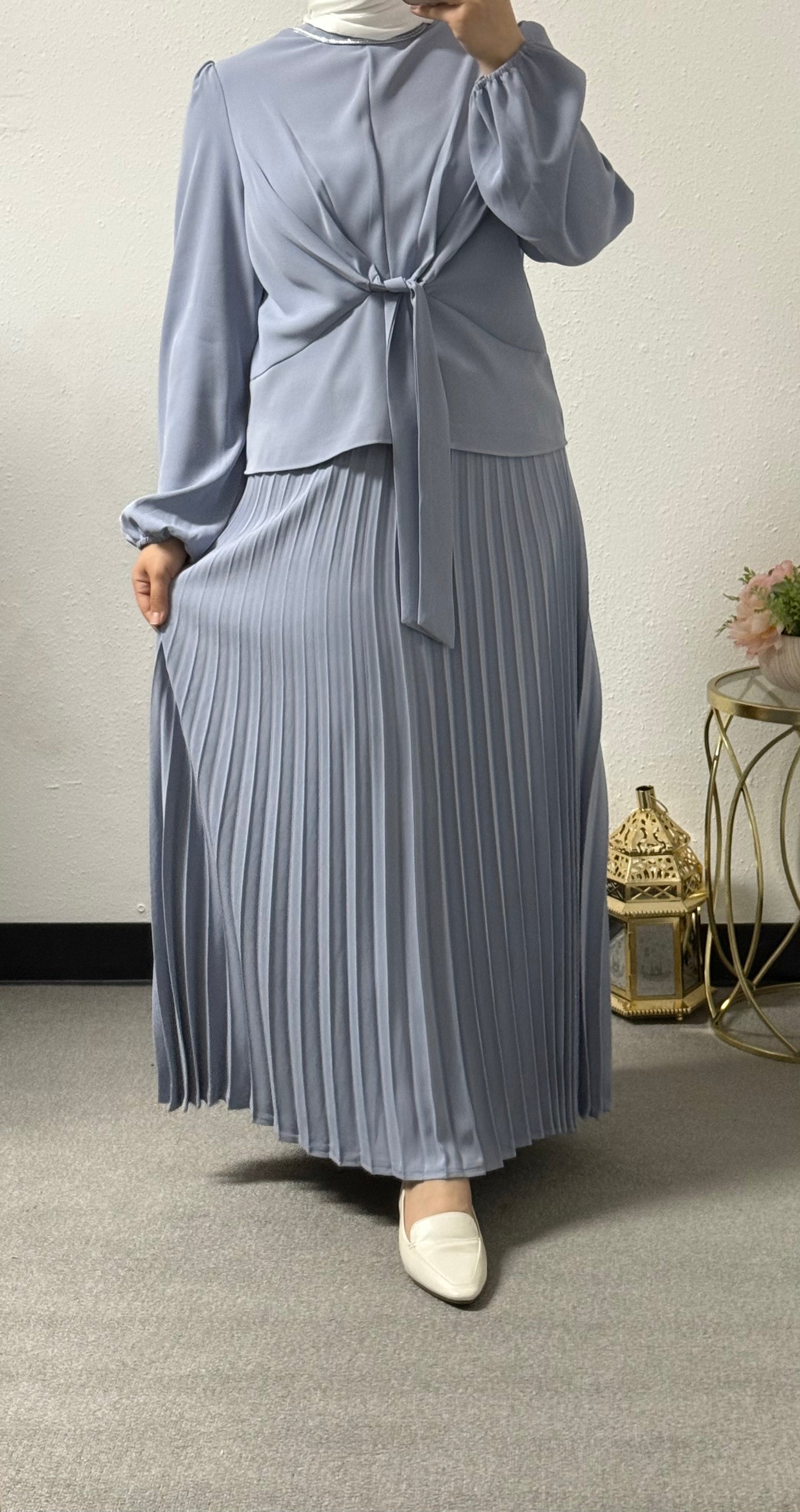 Two-Piece Pleated Skirt Set