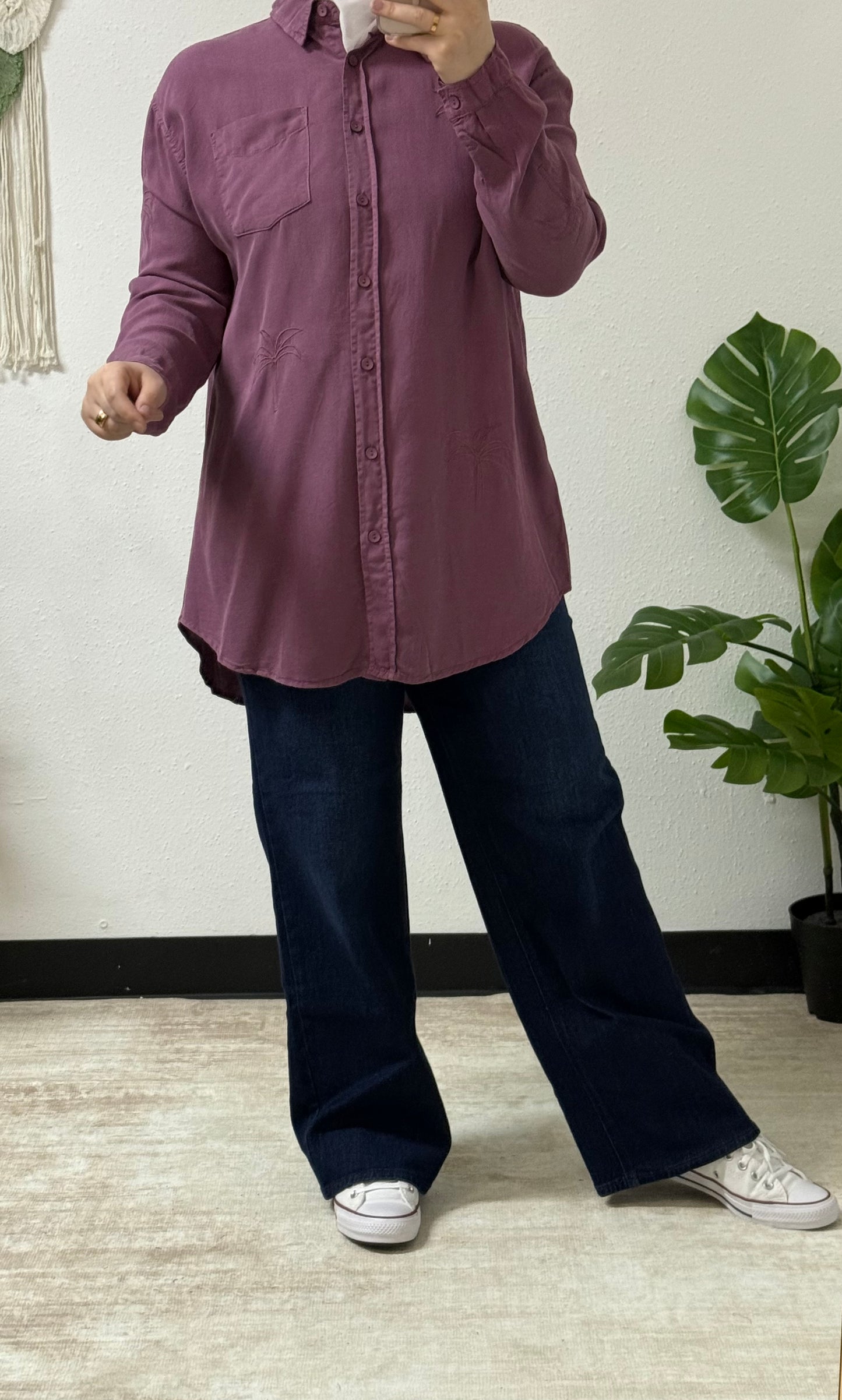 Palm tree embroidery shirt