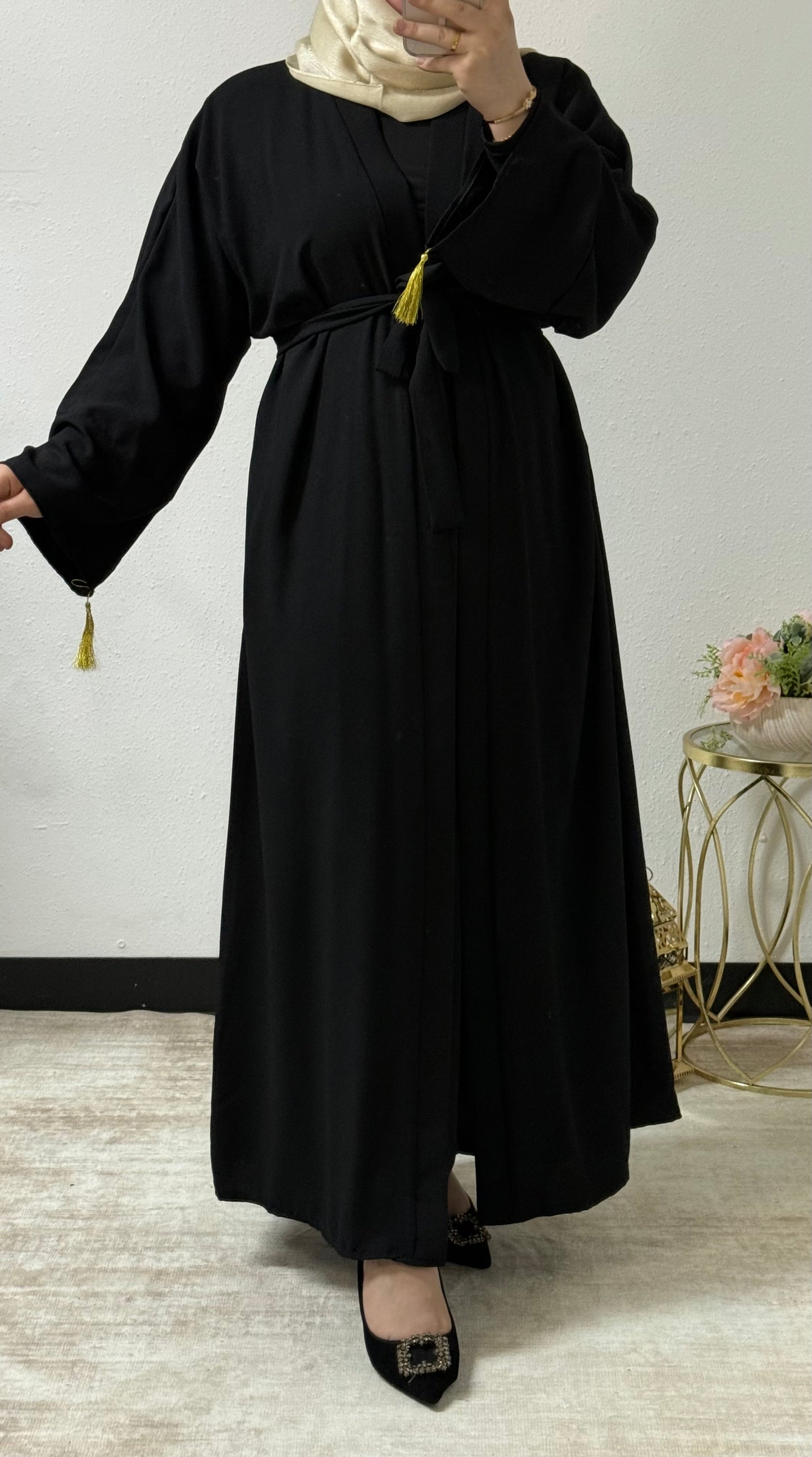 One-piece open abaya