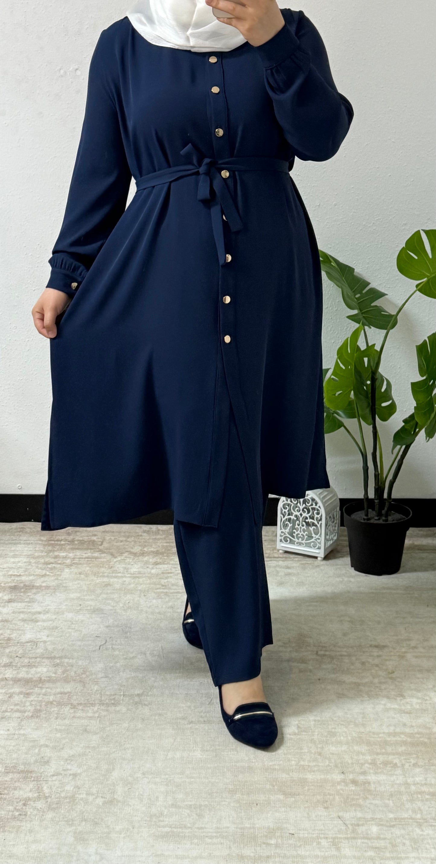 Buttoned Two-Piece Set