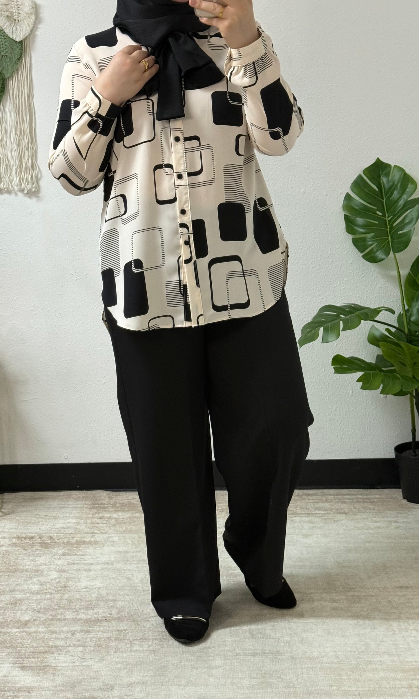 Block Print Bow-tie Shirt