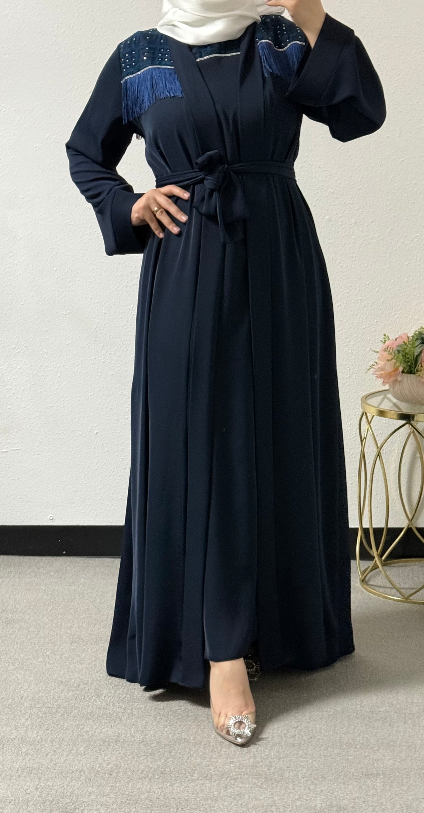 Two-piece beaded abaya set