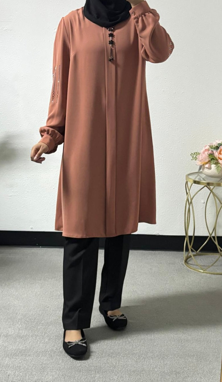 Beaded sleeves long tunic