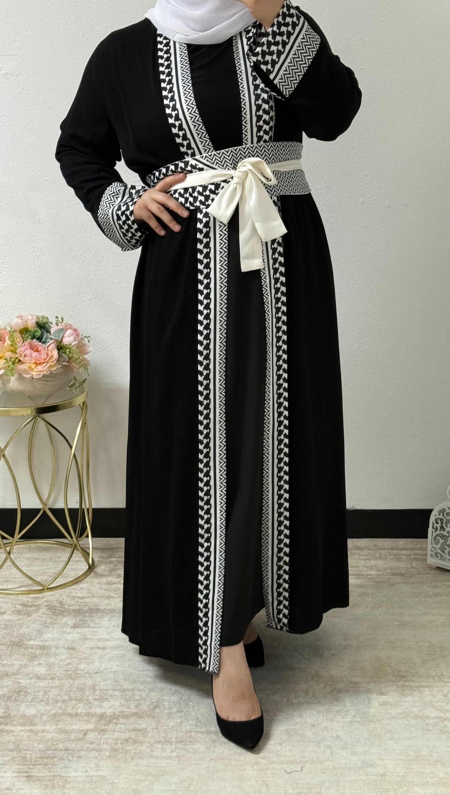 Keffiyeh Print Abaya Dress Set