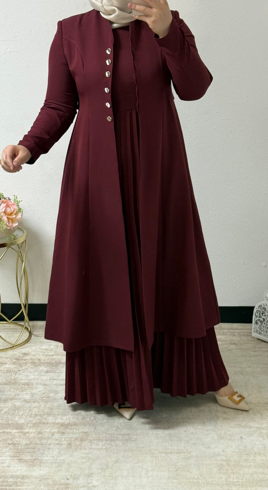 Long Pleated Trench Coat Set