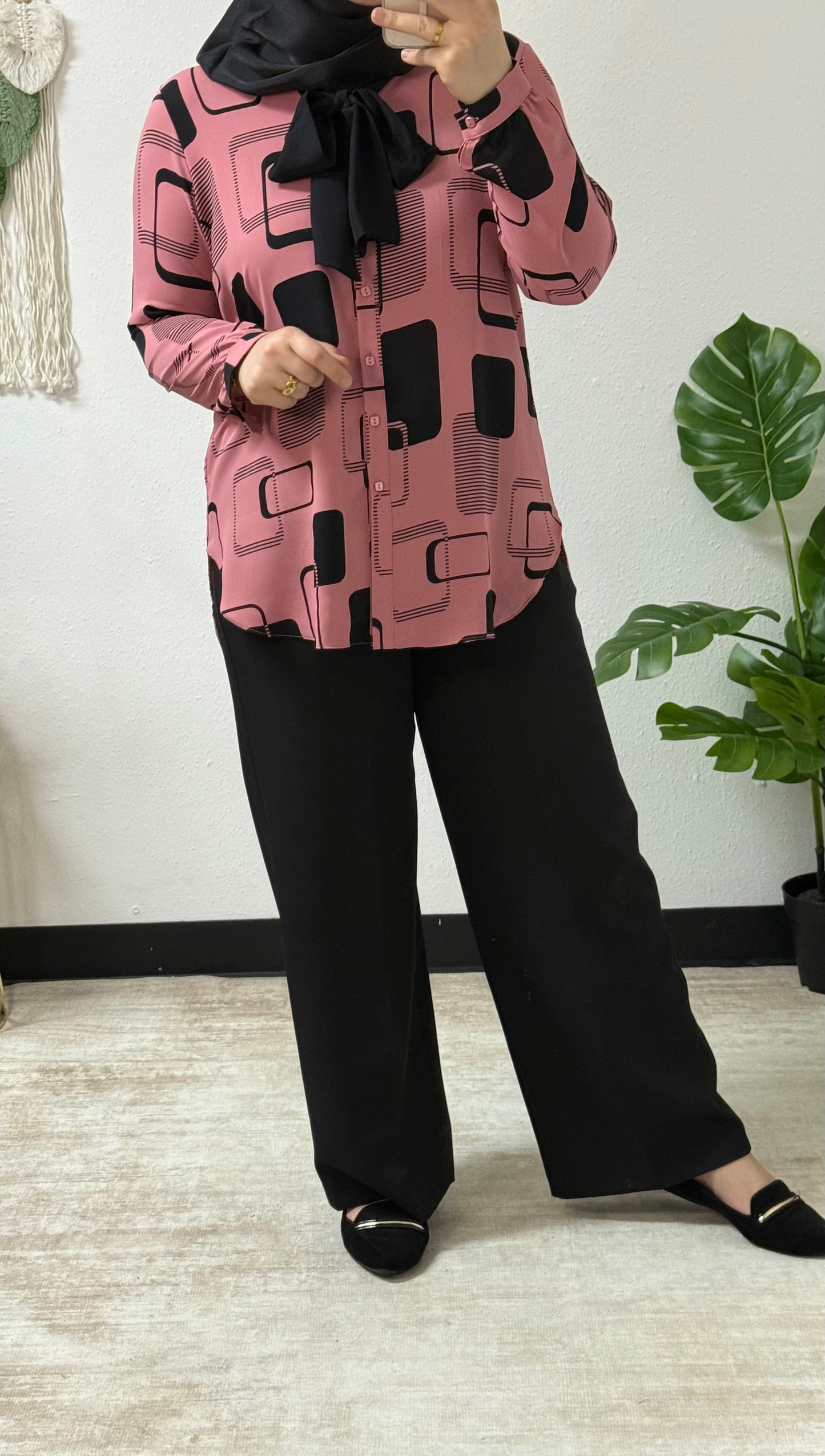 Block Print Bow-tie Shirt