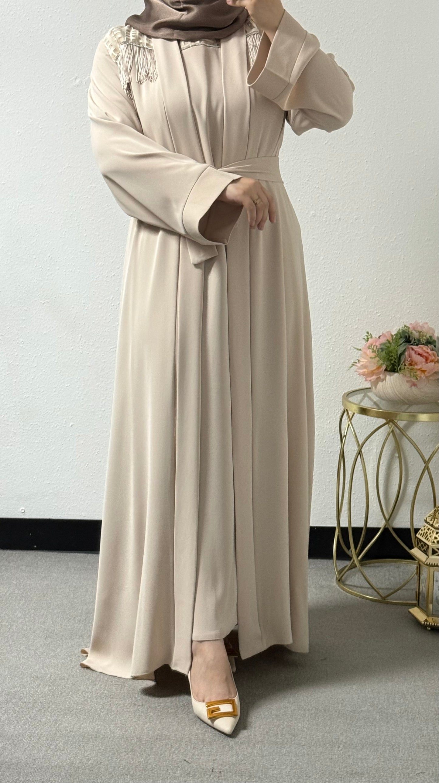 Two-piece beaded abaya set